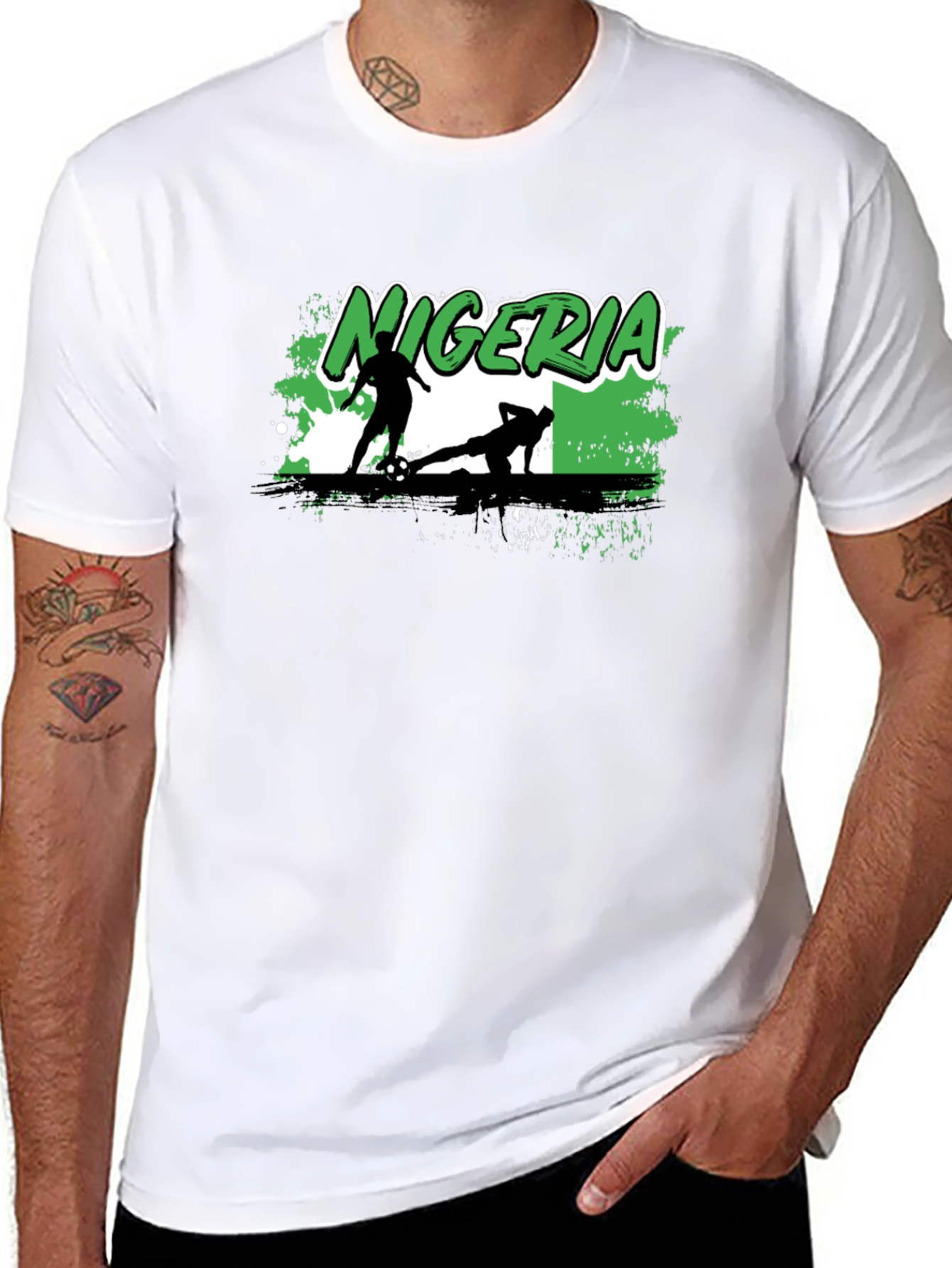 Nigeria Soccer Graphic T-Shirt - Black Cotton Tee