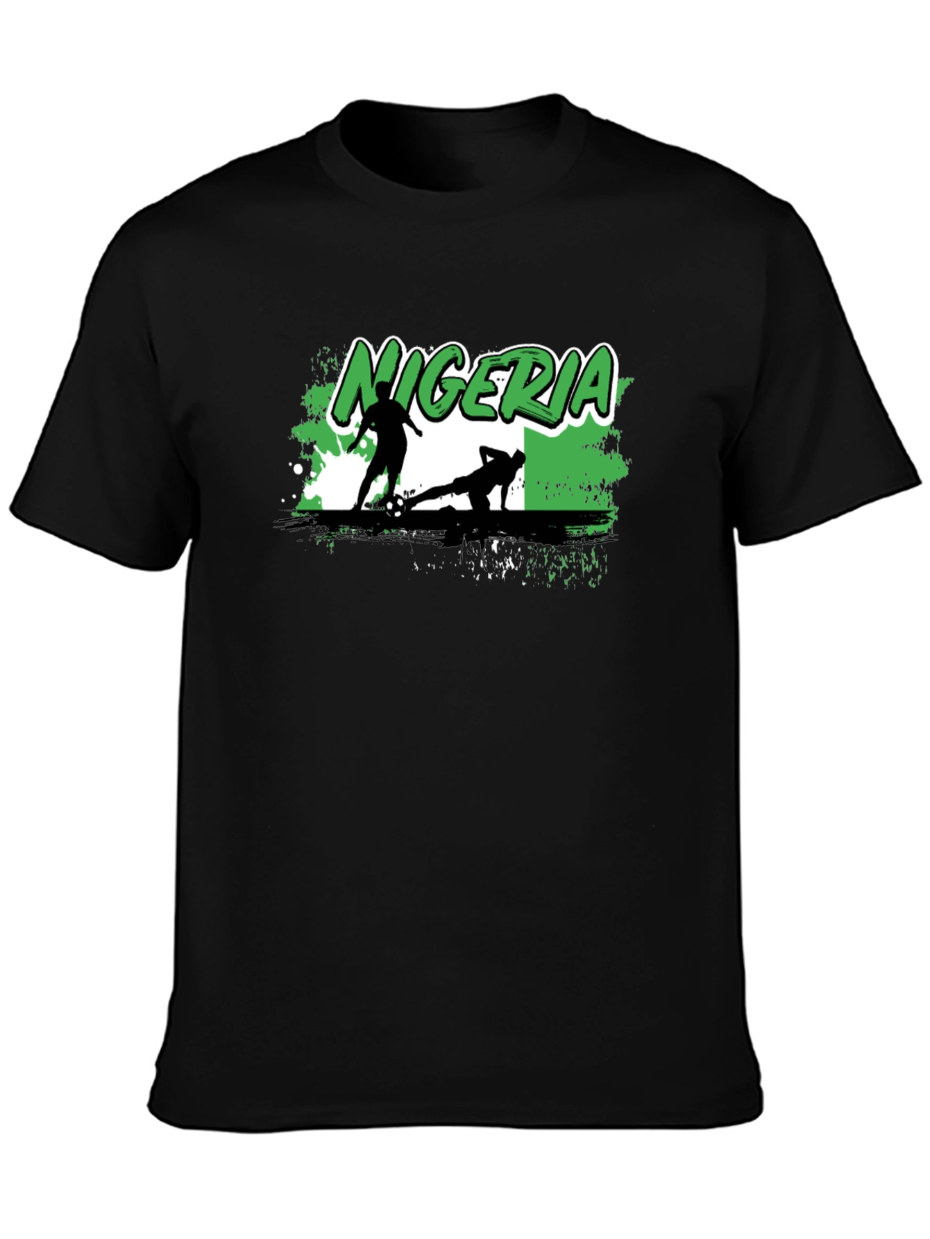 Nigeria Soccer Graphic T-Shirt - Black Cotton Tee