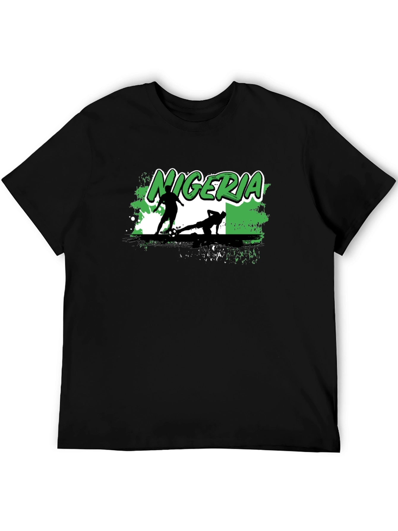 Nigeria Soccer Graphic T-Shirt - Black Cotton Tee