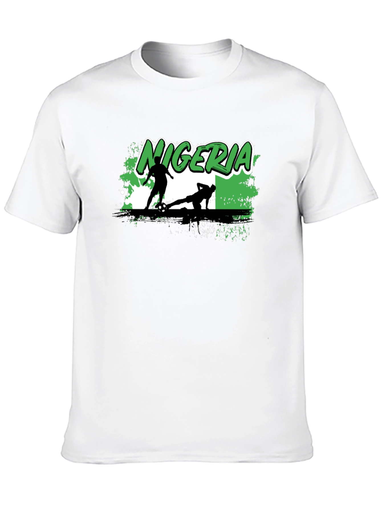 Nigeria Soccer Graphic T-Shirt - Black Cotton Tee