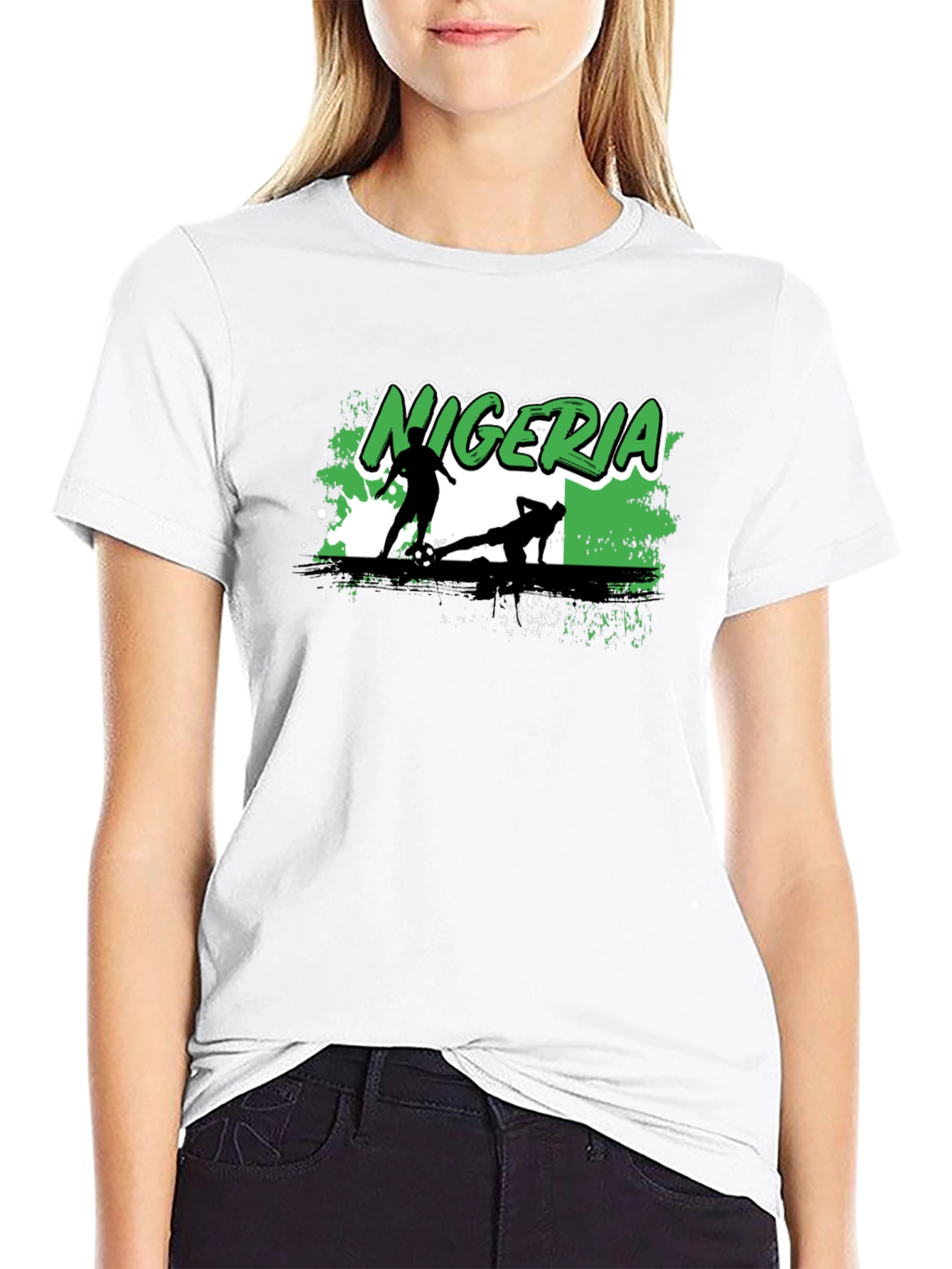 Nigeria Soccer Graphic T-Shirt - Black Cotton Tee