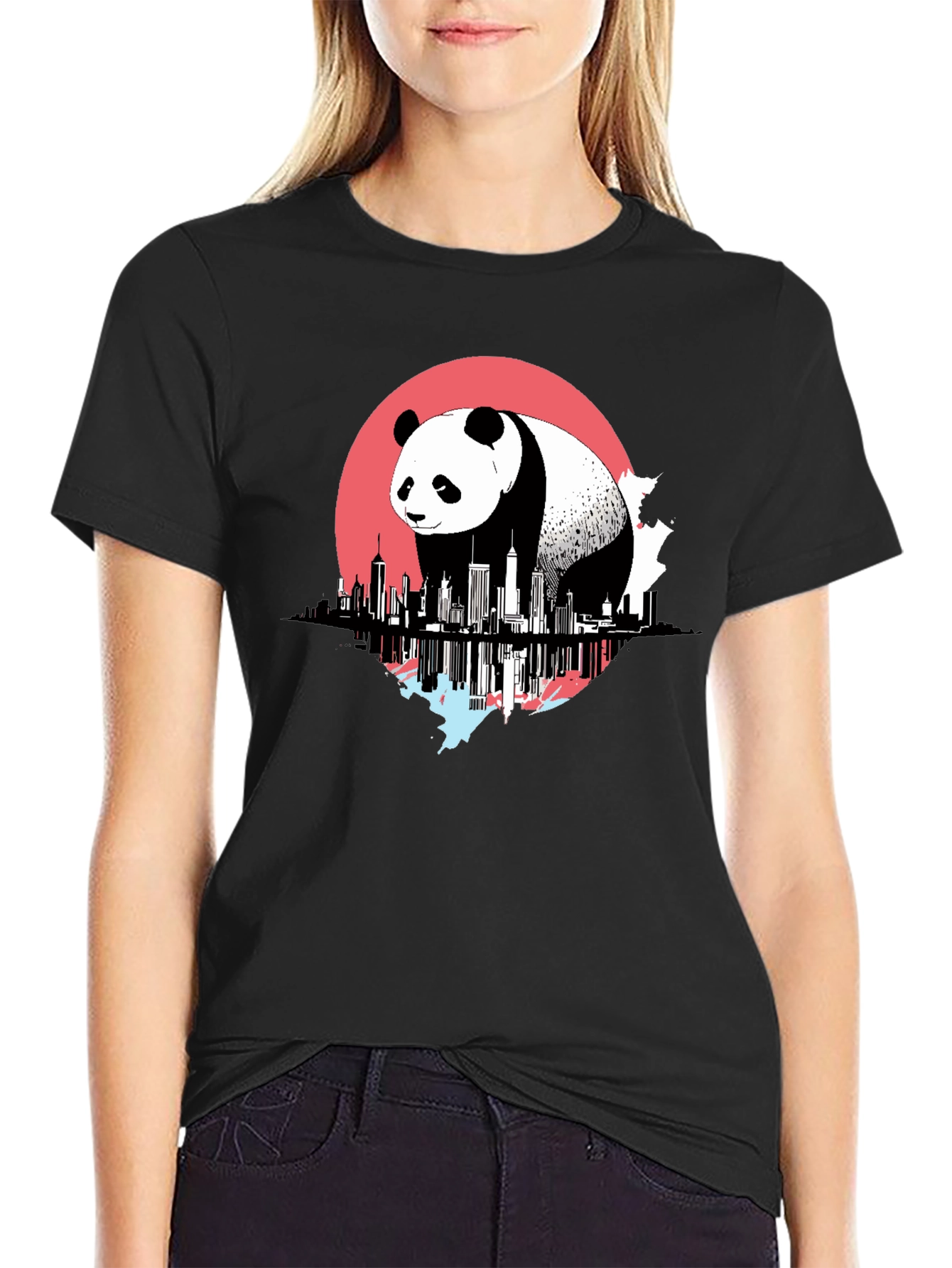 Panda Cityscape Graphic Tee