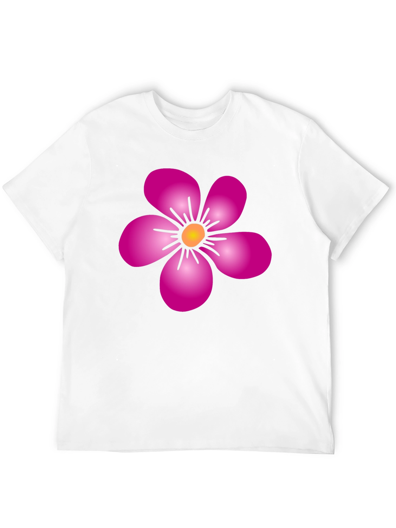 Pink Flower Graphic Black T-Shirt