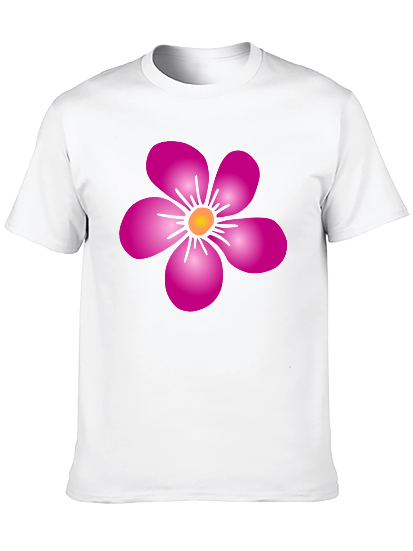Pink Flower Graphic Black T-Shirt