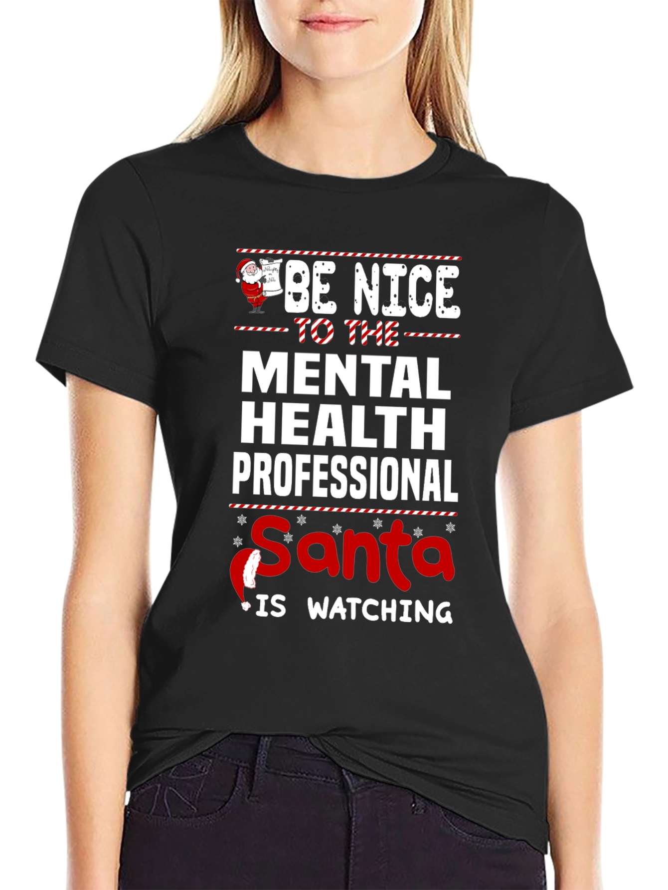 Funny Mental Health Professional Santa Christmas T-Shirt