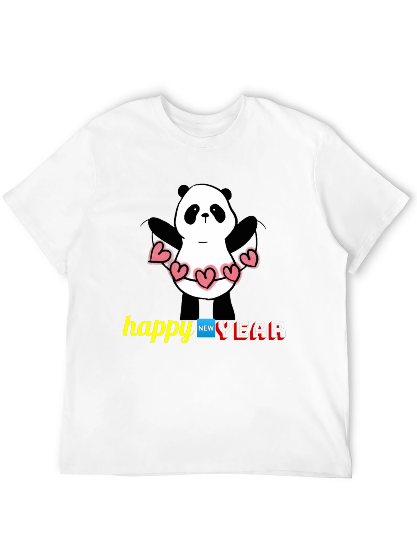 Happy New Year Panda T-Shirt - Black
