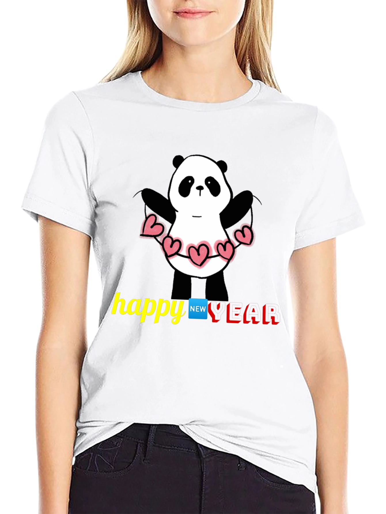 Happy New Year Panda T-Shirt - Black