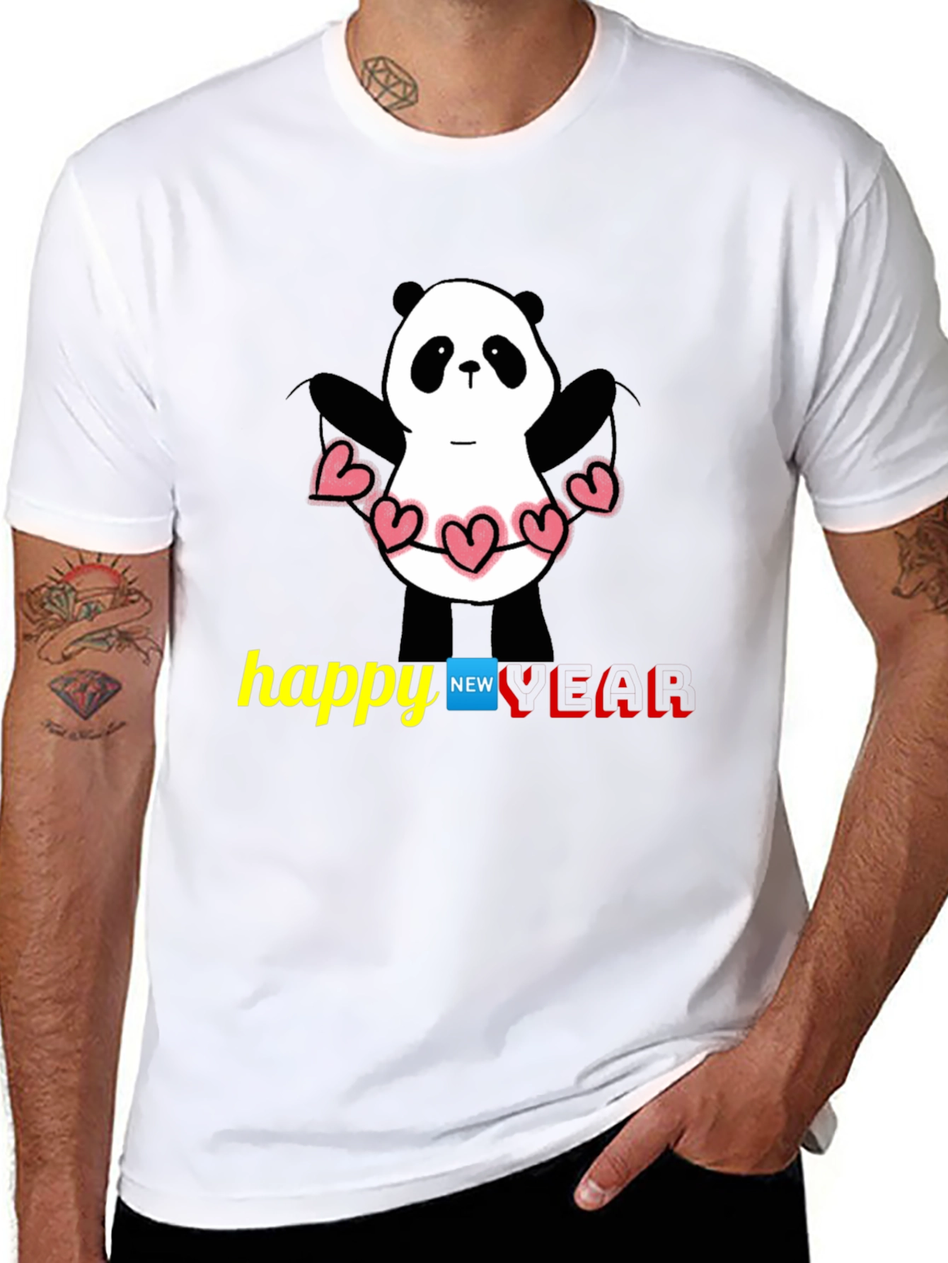 Happy New Year Panda T-Shirt - Black
