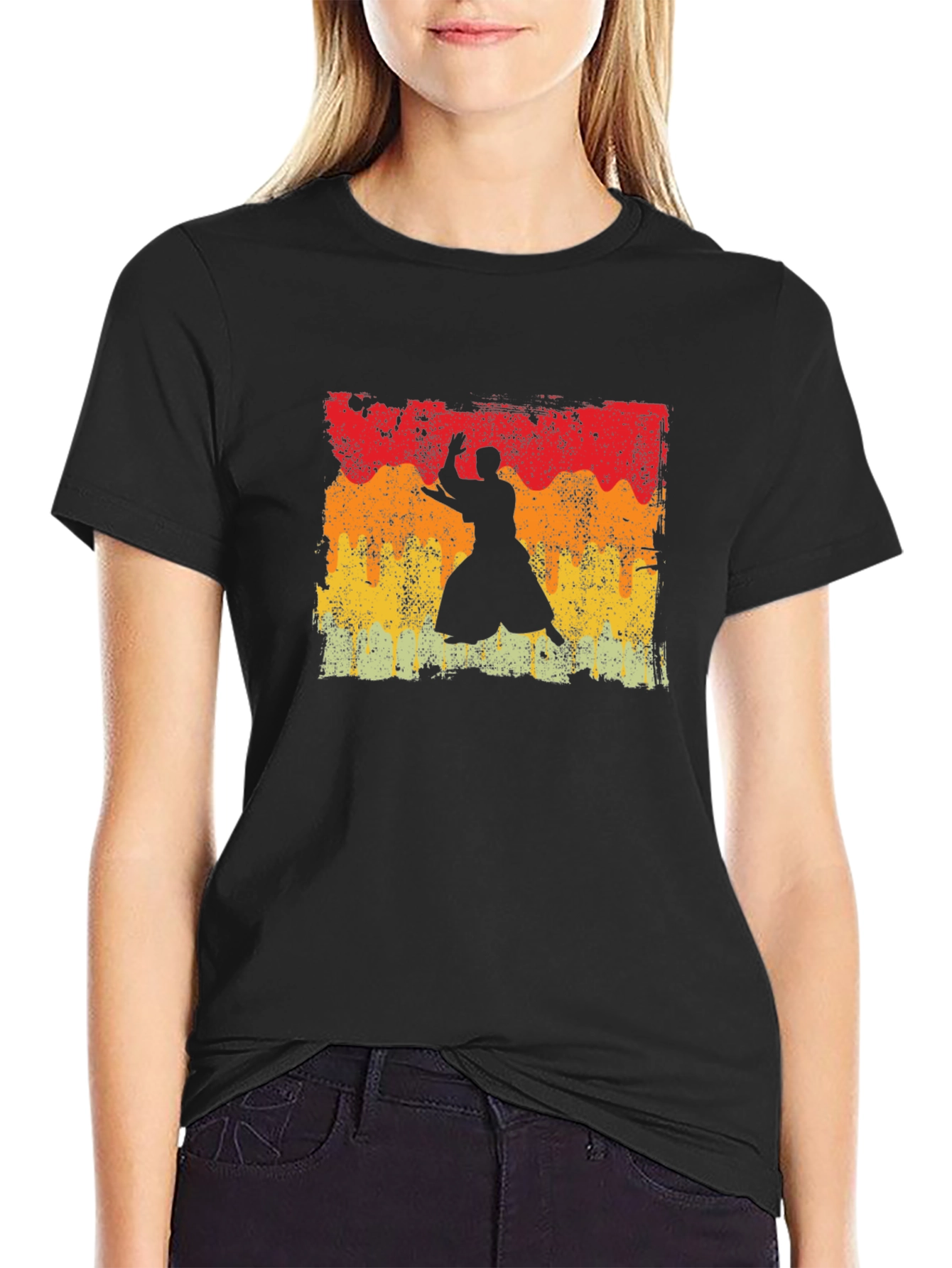 Retro Aikido Martial Arts Silhouette T-Shirt