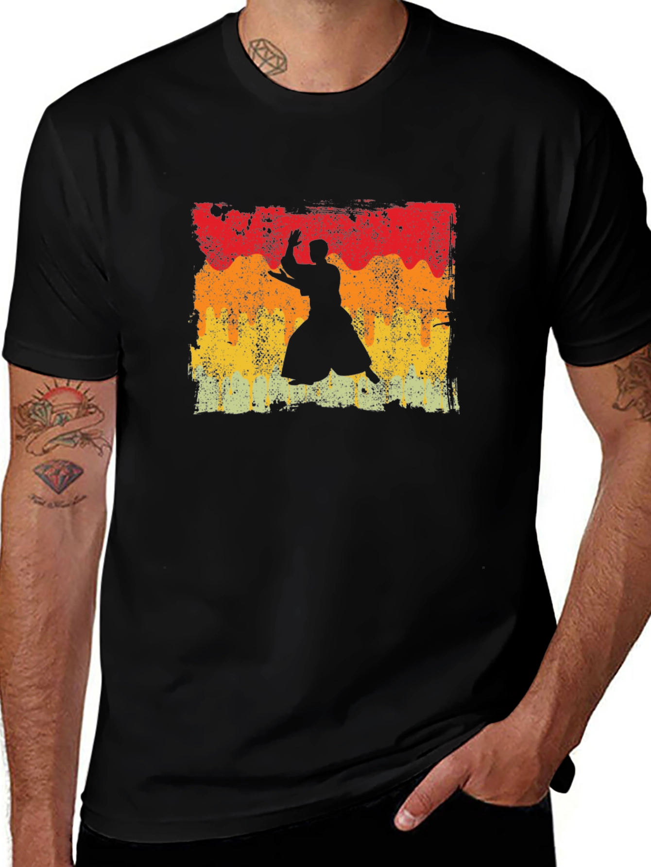 Retro Aikido Martial Arts Silhouette T-Shirt