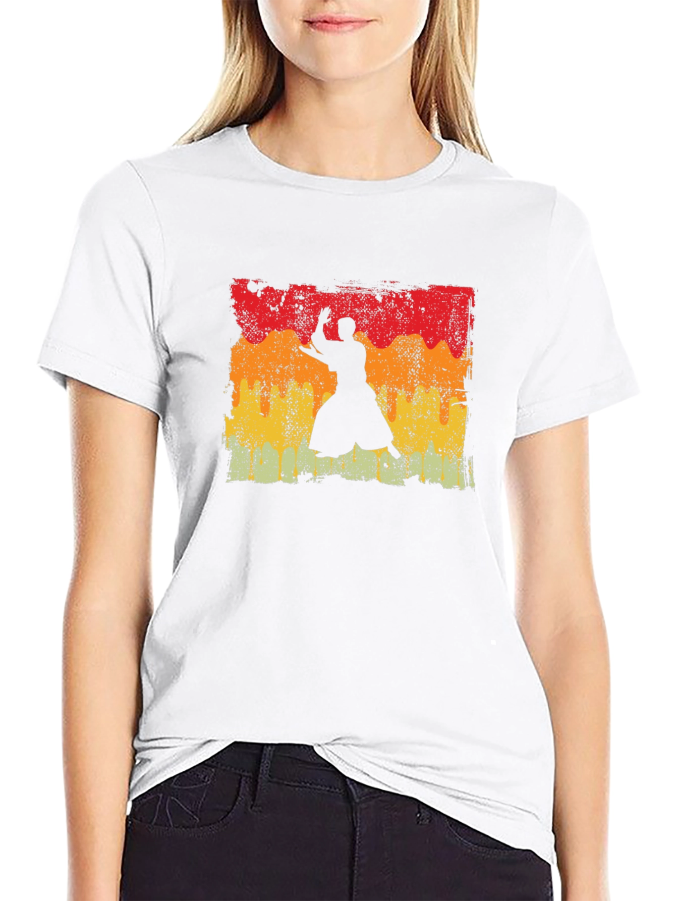 Retro Aikido Martial Arts Silhouette T-Shirt