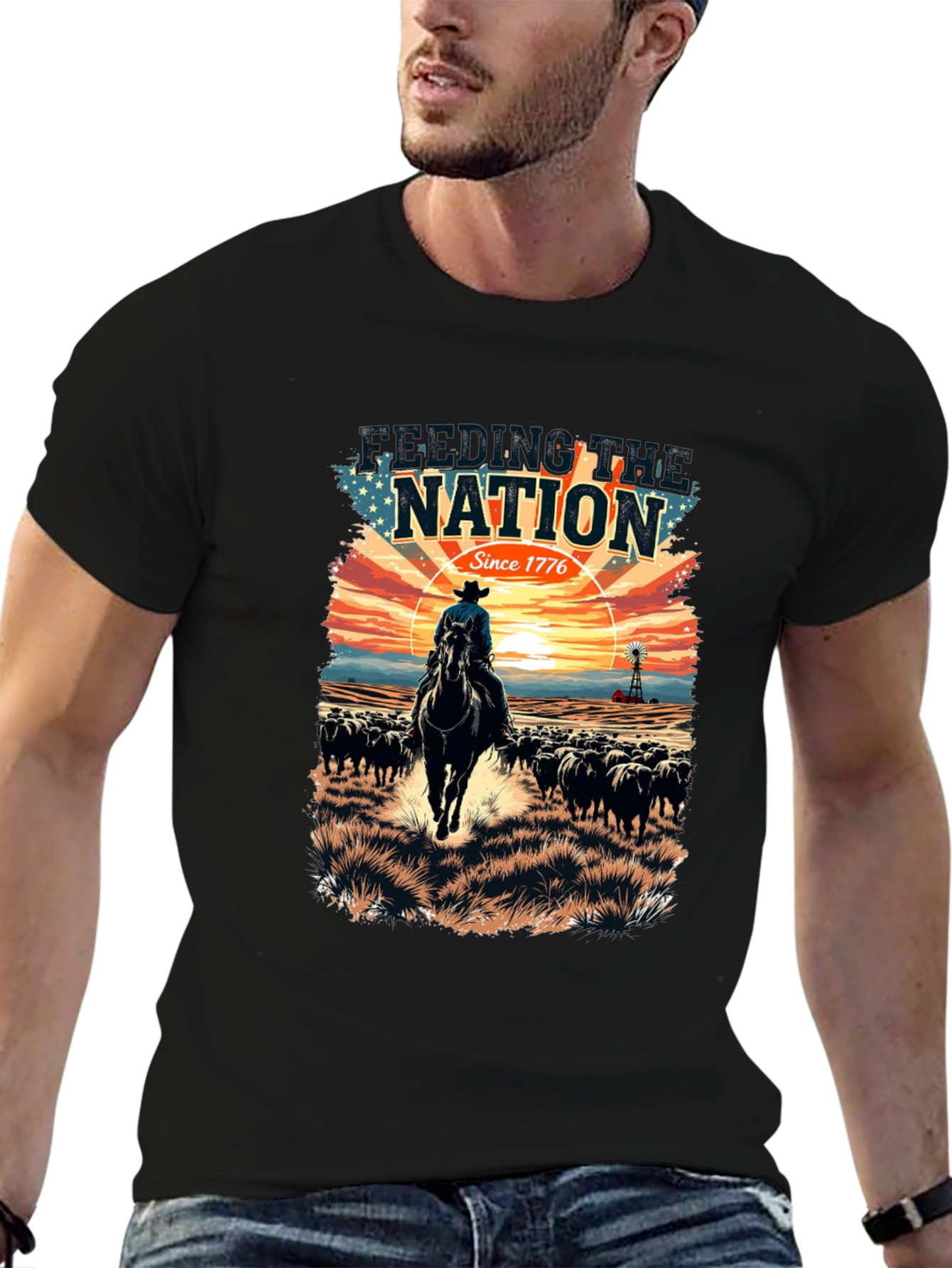 Feeding the Nation Black Graphic T-Shirt