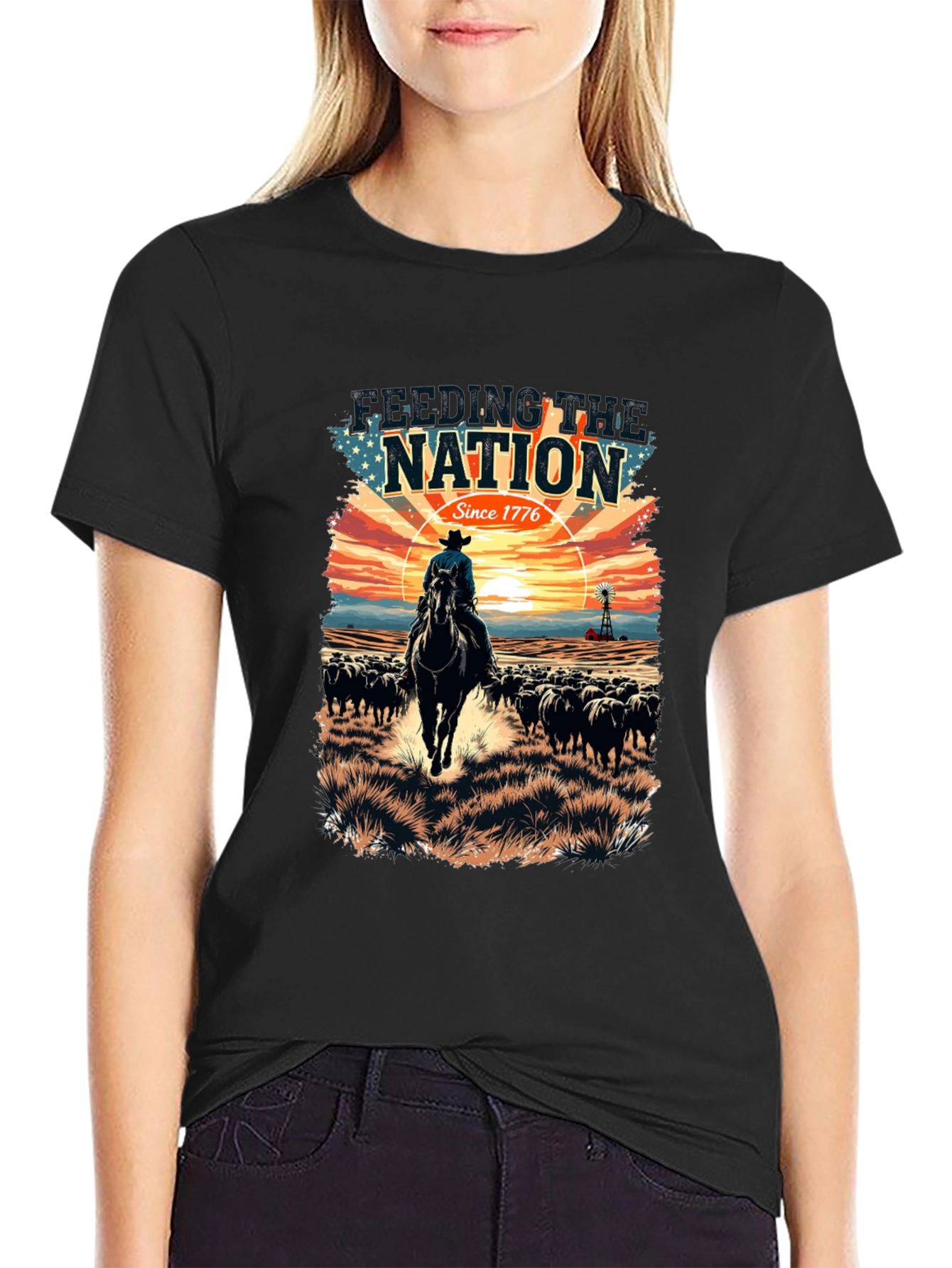 Feeding the Nation Black Graphic T-Shirt