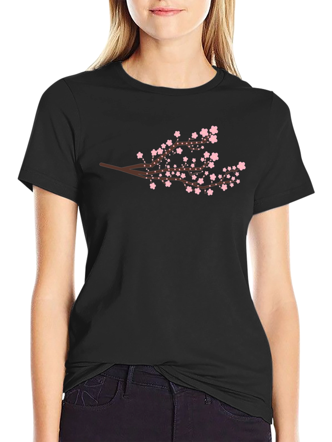 Cherry Blossom Branch Graphic Tee - Black