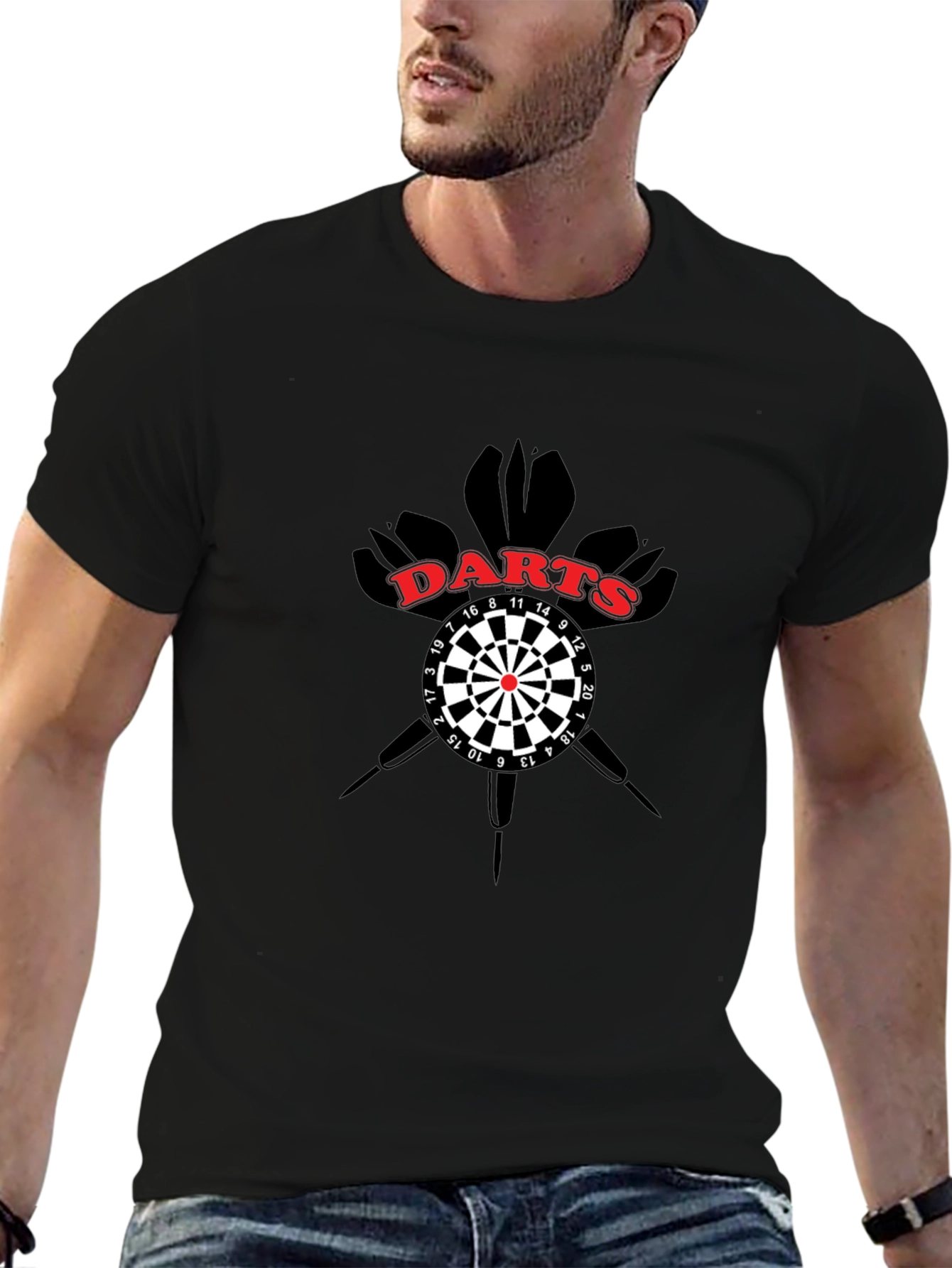 Mens Darts Graphic T-Shirt - Black