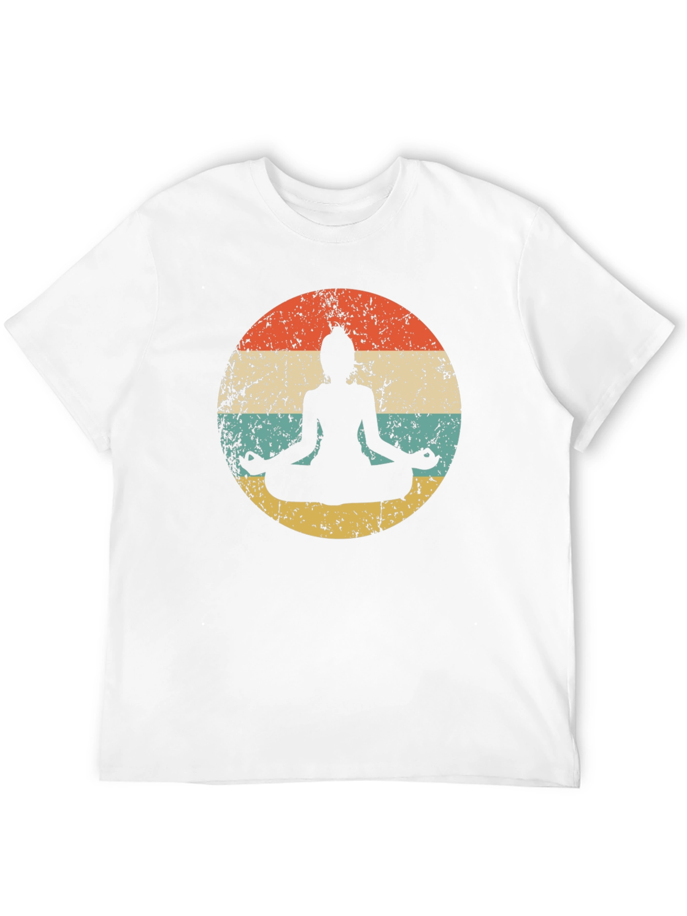Retro Yoga Meditation T-Shirt - Distressed Design