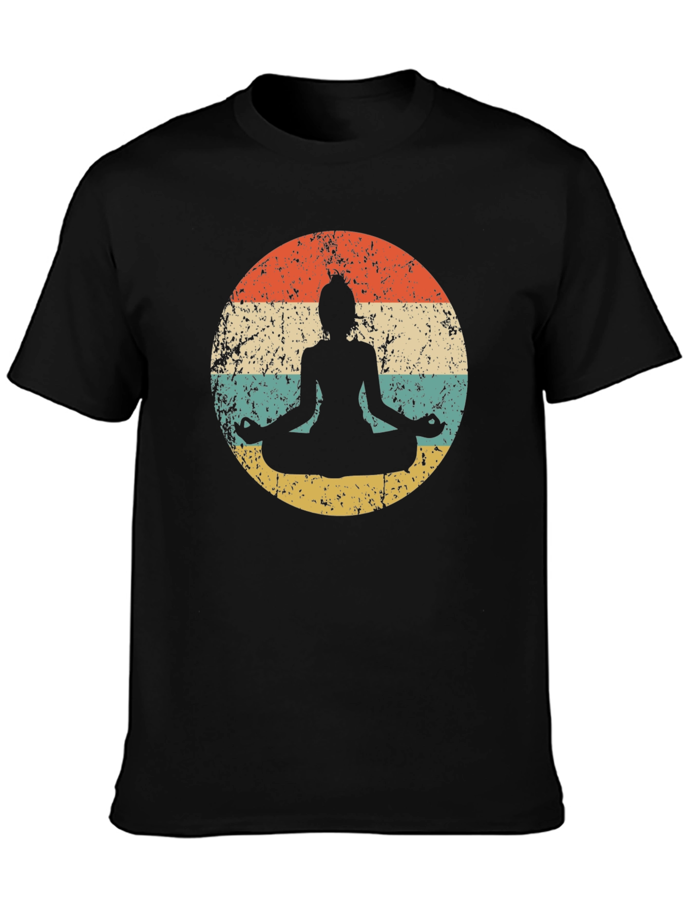 Retro Yoga Meditation T-Shirt - Distressed Design