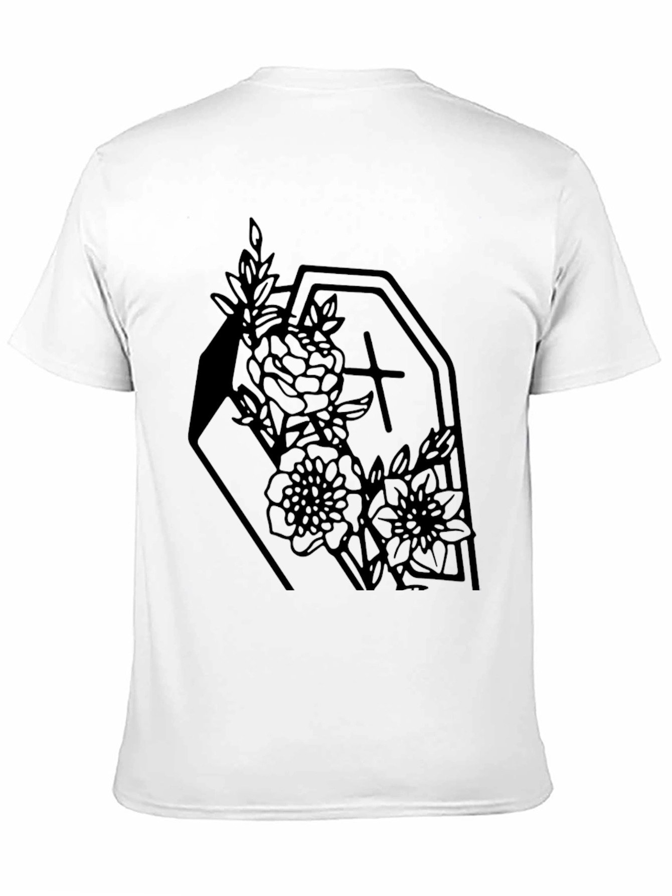 Gothic Floral Coffin Graphic Tee - Black