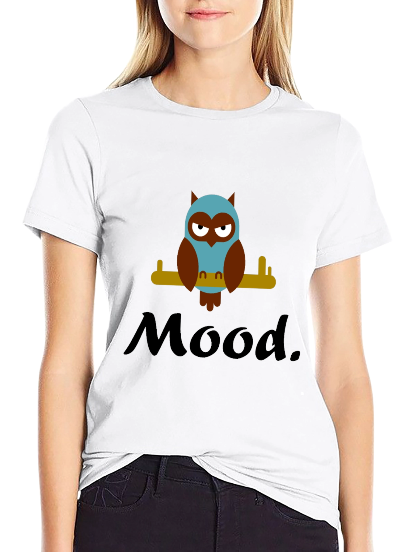 Mood Owl Graphic Tee - Unisex Black Cotton T-Shirt