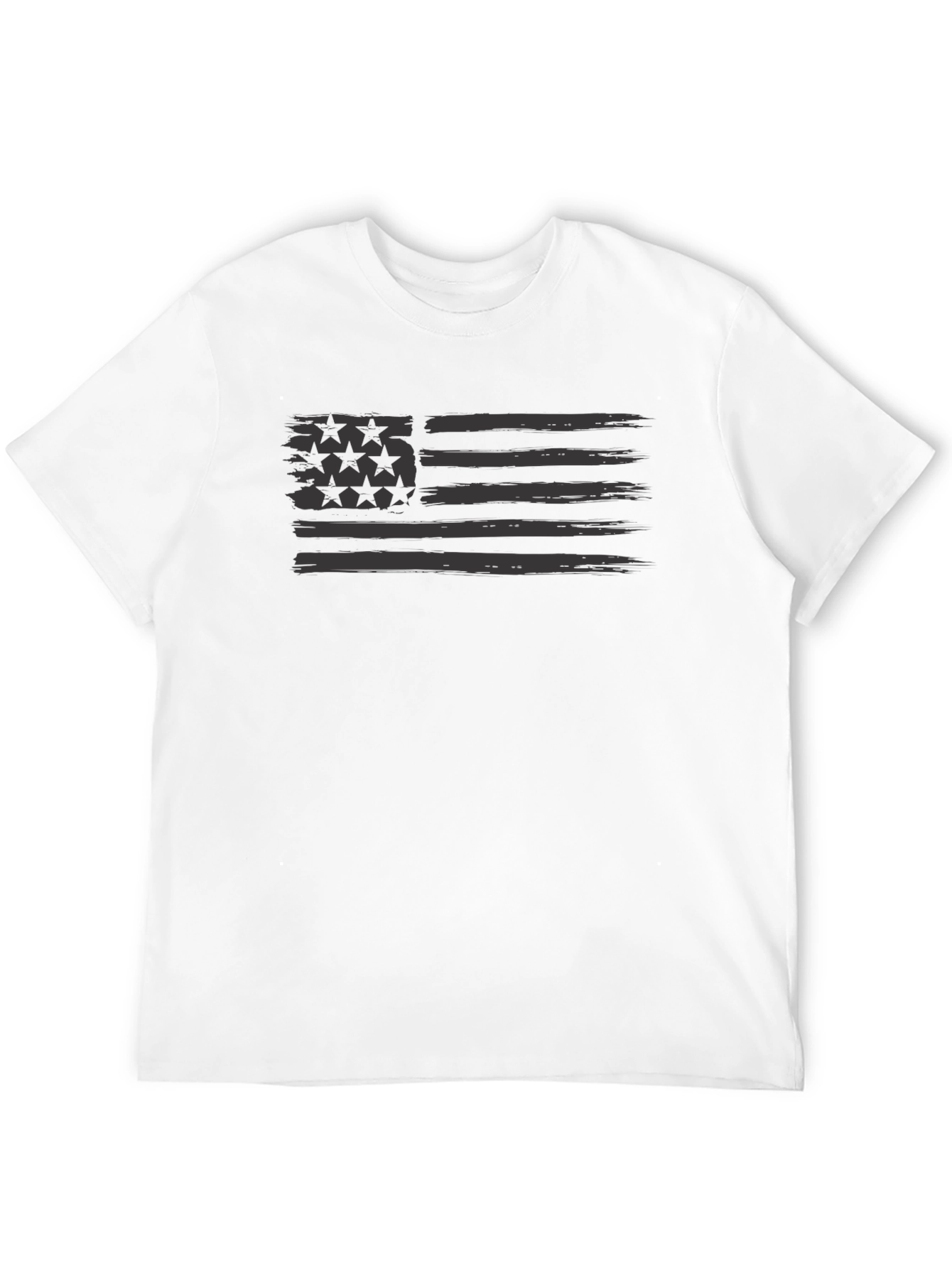 Distressed American Flag Graphic T-Shirt - Black