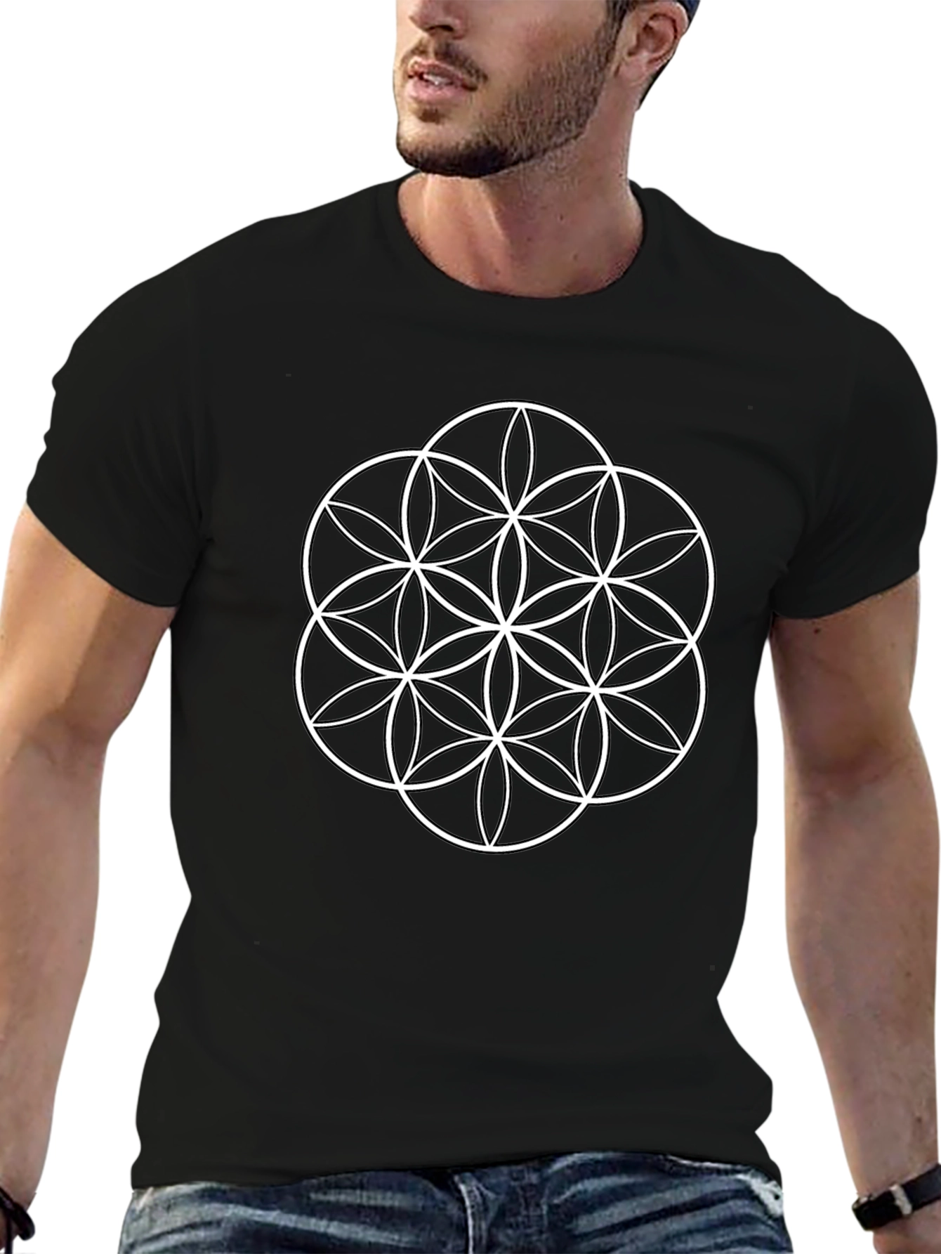 Flower of Life Graphic T-Shirt - Black