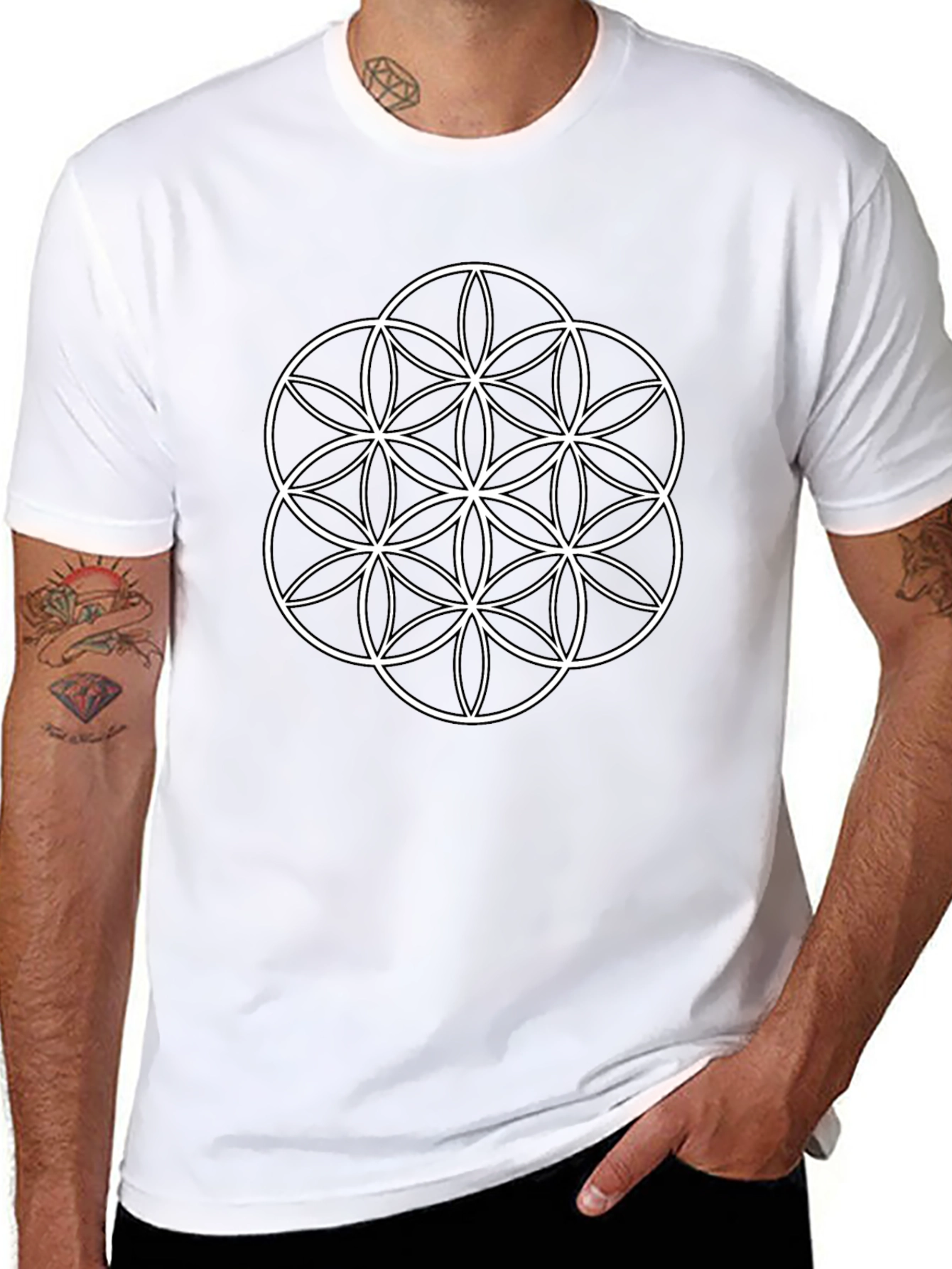 Flower of Life Graphic T-Shirt - Black