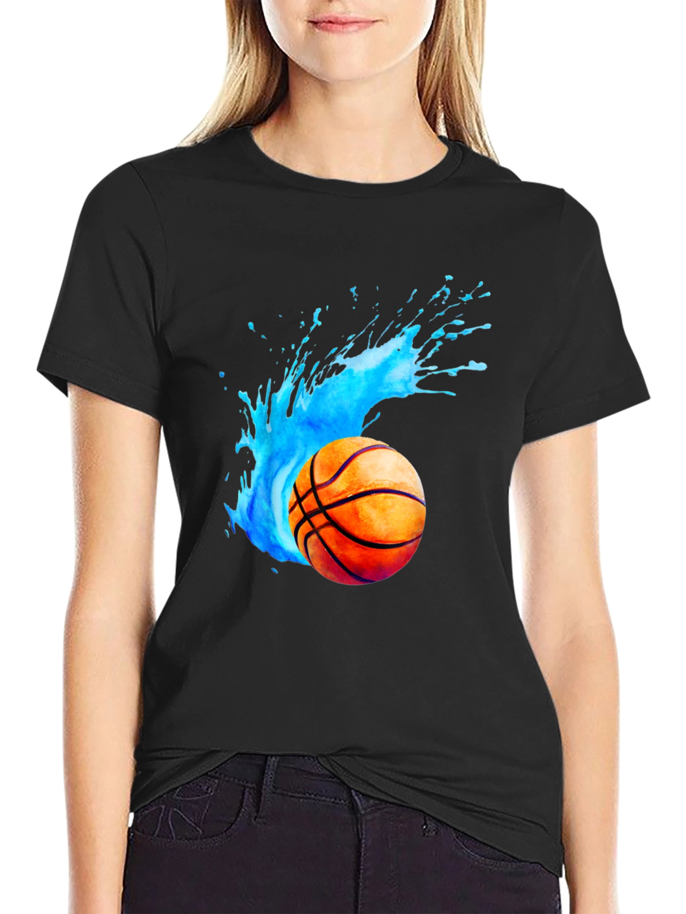 Basketball Splash Graphic Tee - Black