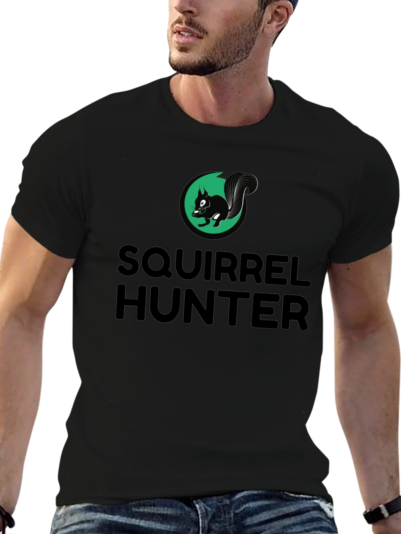 Squirrel Hunter T-Shirt - Black Novelty Tee