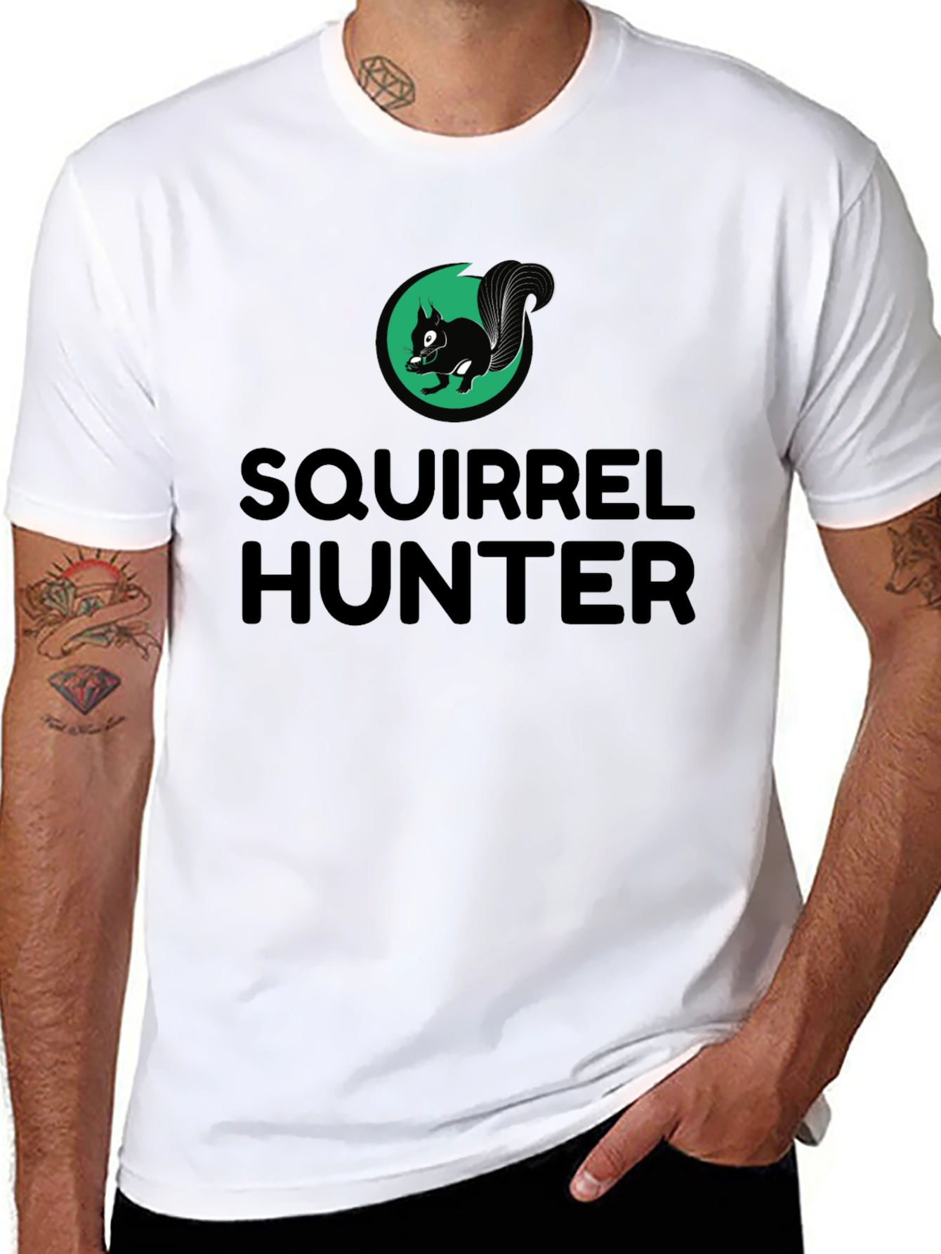 Squirrel Hunter T-Shirt - Black Novelty Tee