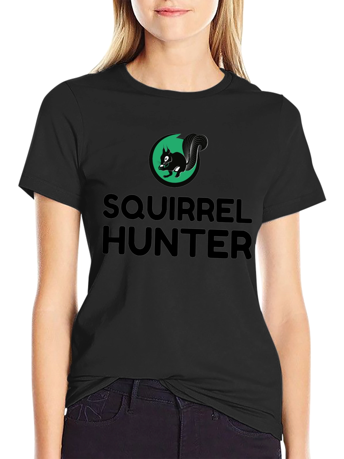 Squirrel Hunter T-Shirt - Black Novelty Tee