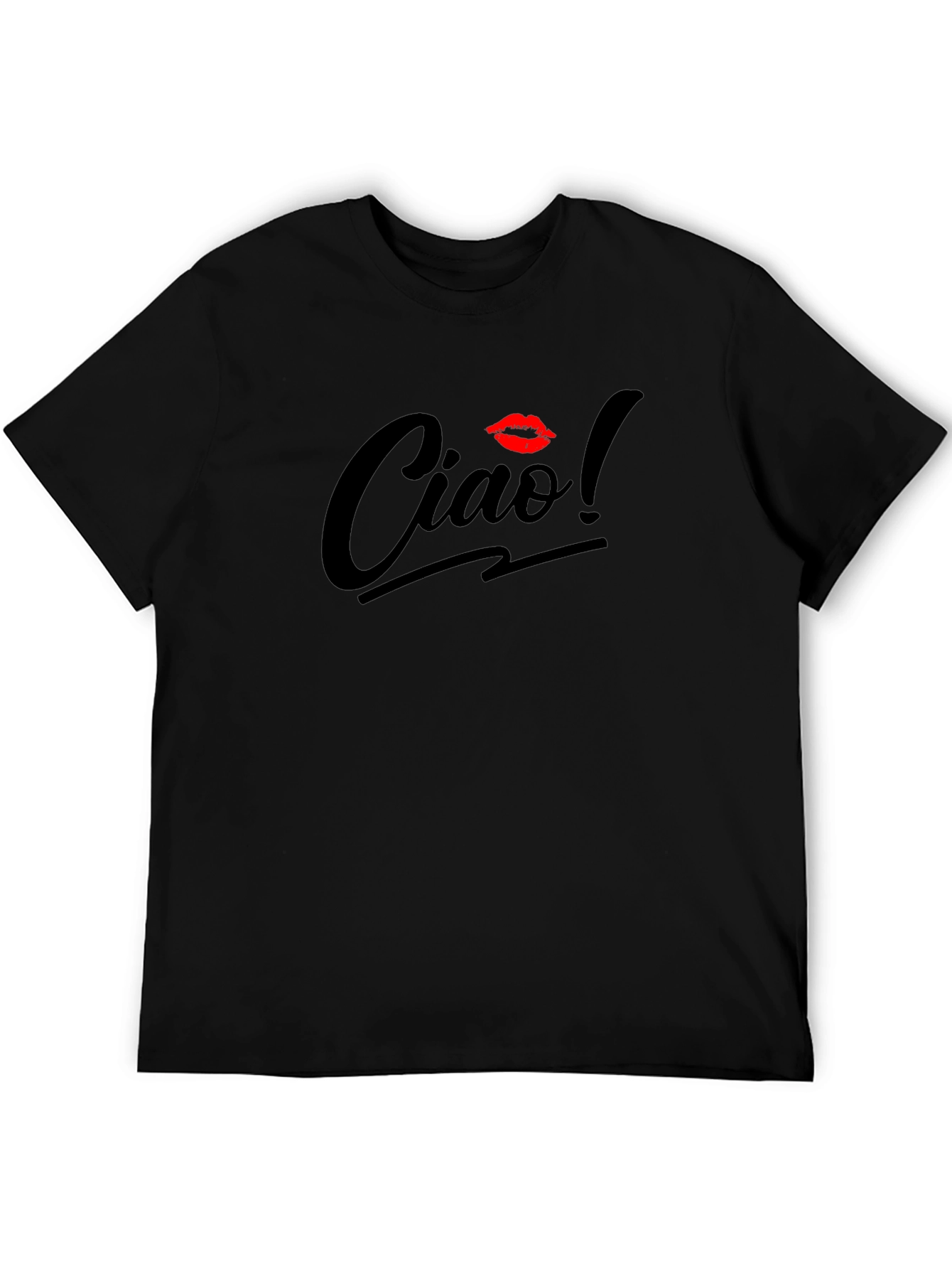 Ciao! Black T-Shirt with Kiss Accent