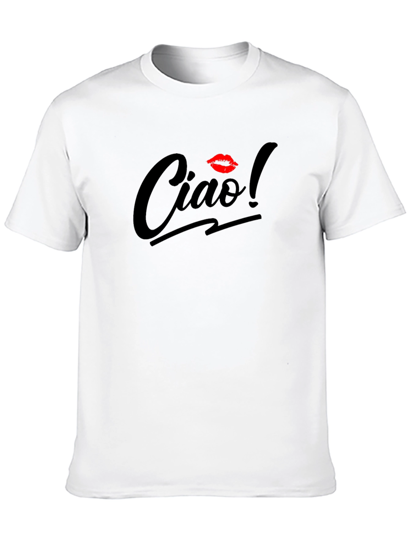 Ciao! Black T-Shirt with Kiss Accent