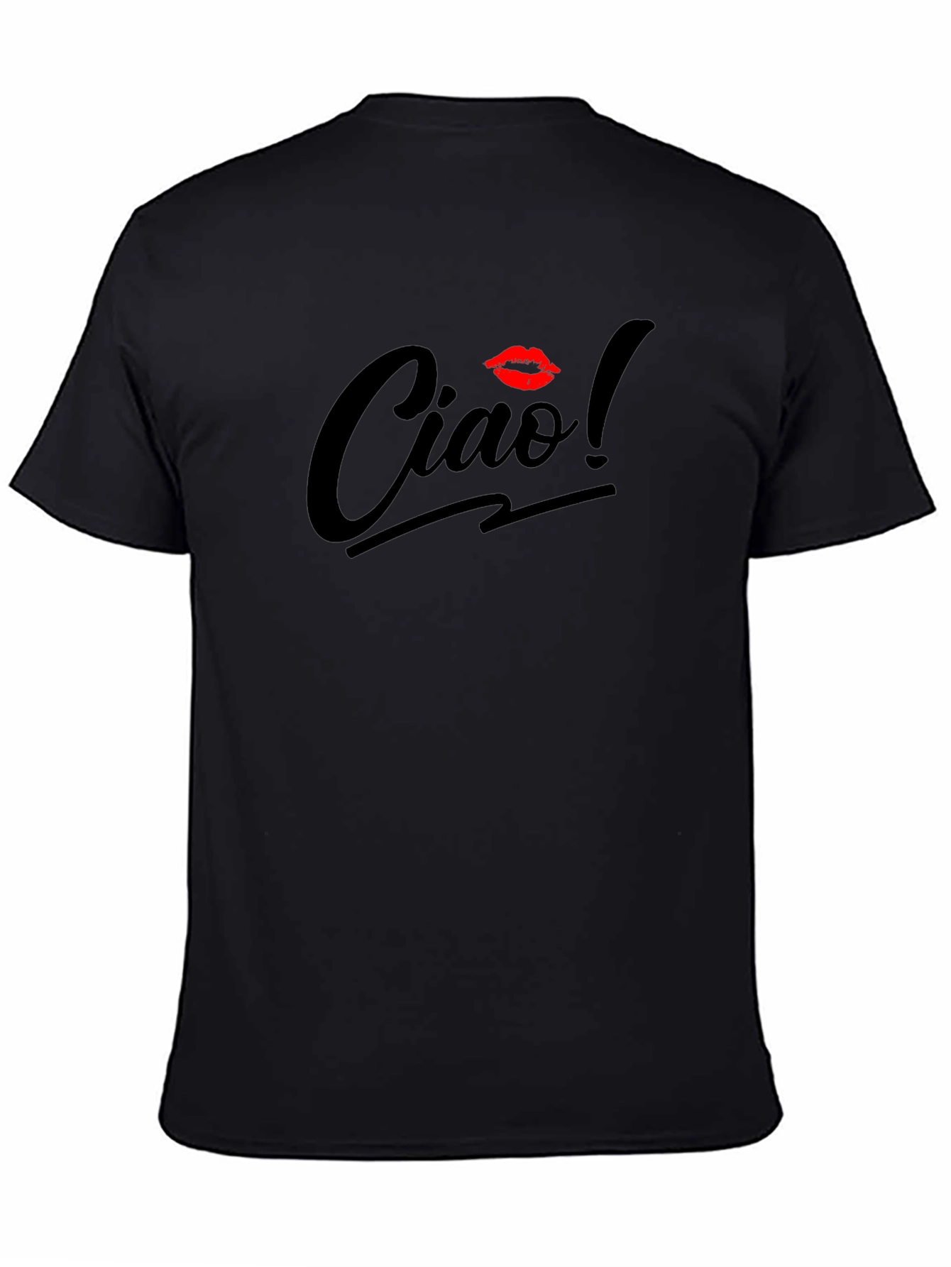 Ciao! Black T-Shirt with Kiss Accent