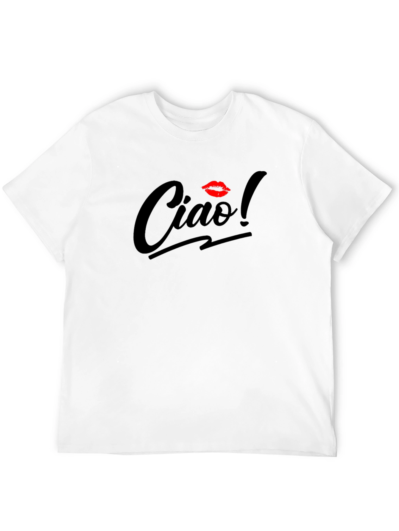 Ciao! Black T-Shirt with Kiss Accent