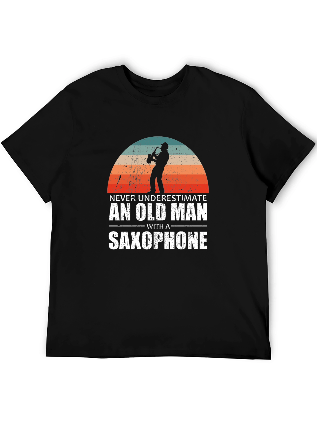 Old Man Saxophone Graphic Tee - Music Lover T-Shirt