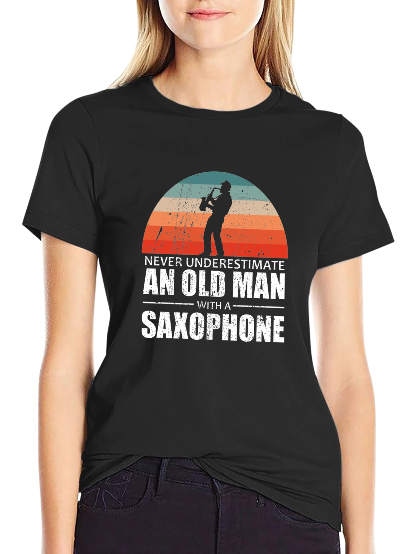 Old Man Saxophone Graphic Tee - Music Lover T-Shirt
