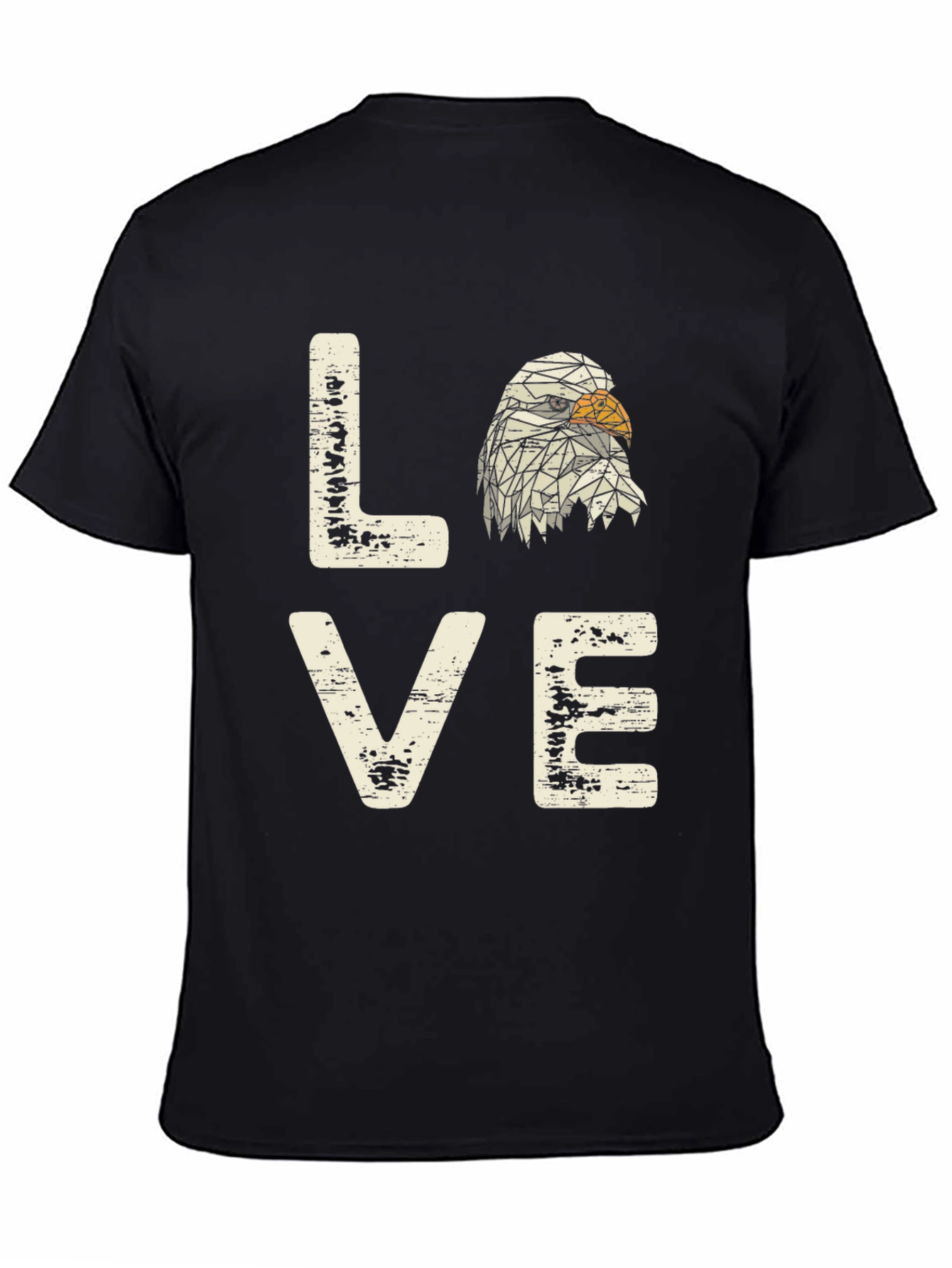 Love Eagle Graphic Print Mens Tee - Black