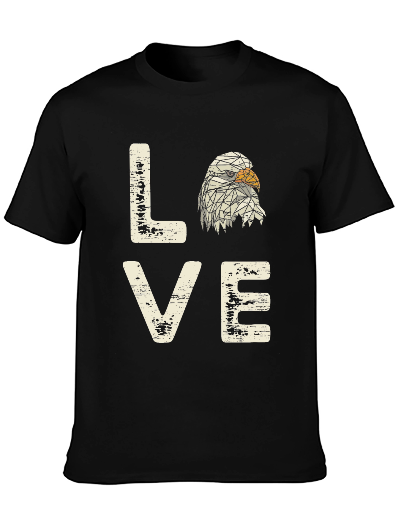 Love Eagle Graphic Print Mens Tee - Black
