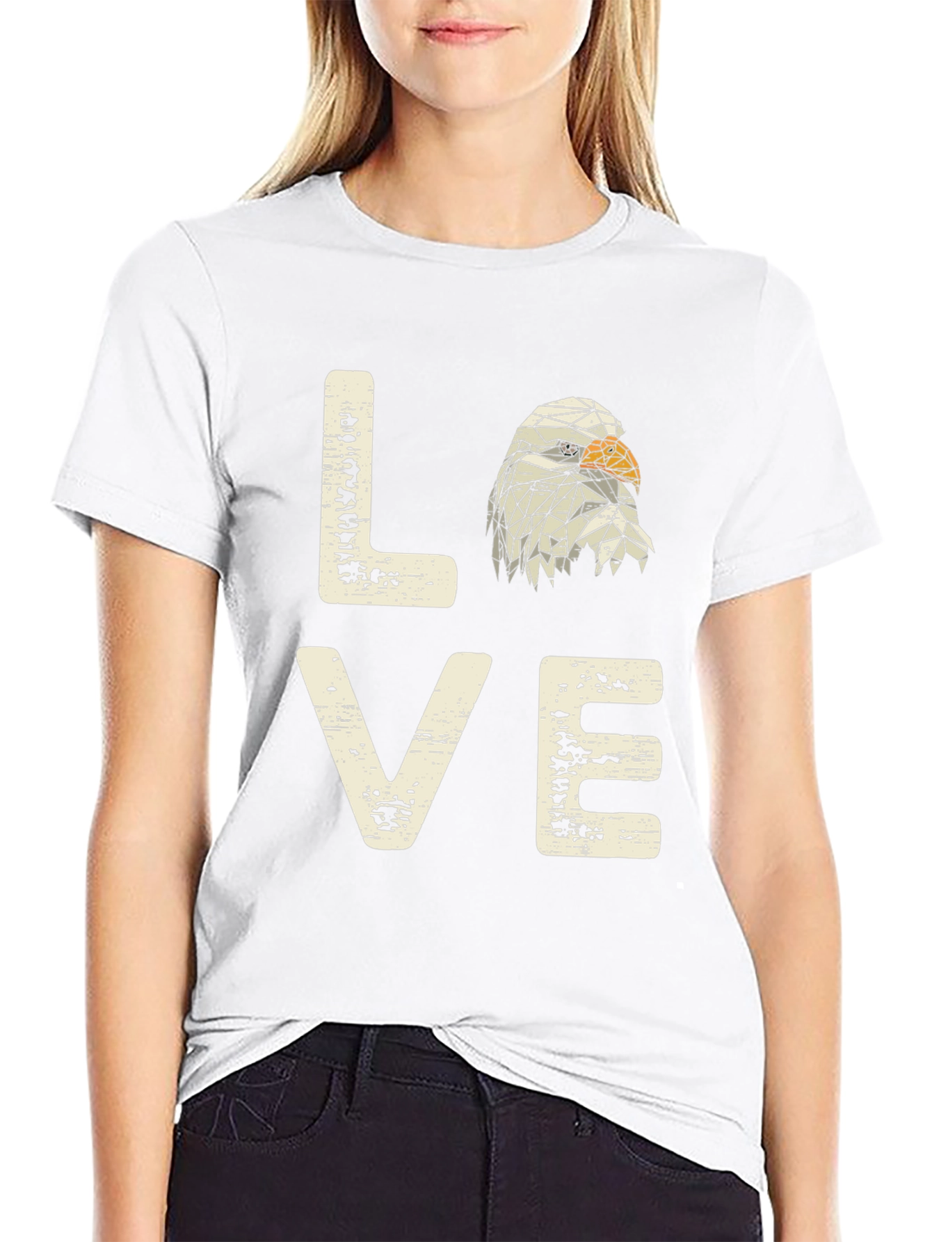 Love Eagle Graphic Print Mens Tee - Black