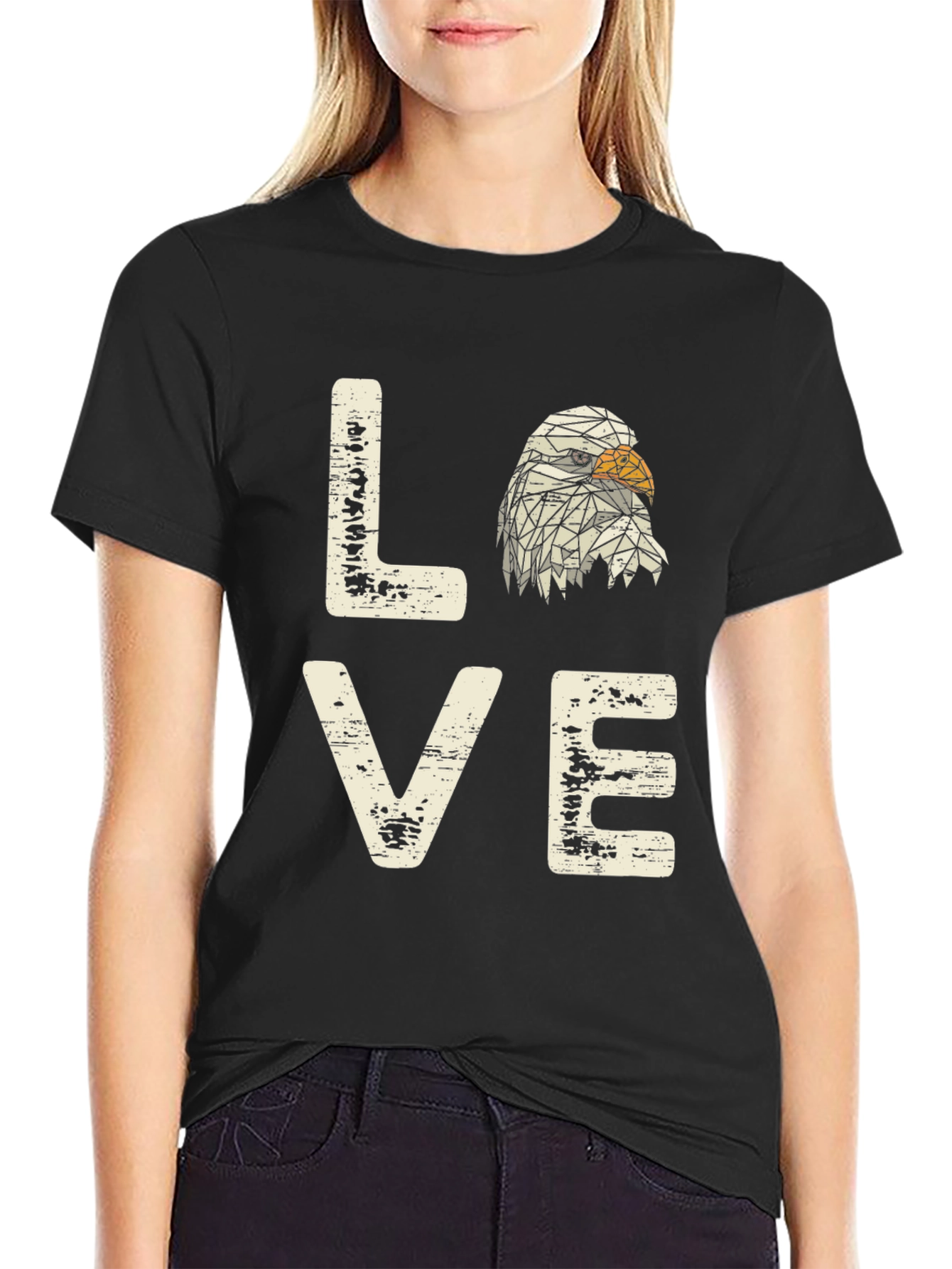 Love Eagle Graphic Print Mens Tee - Black