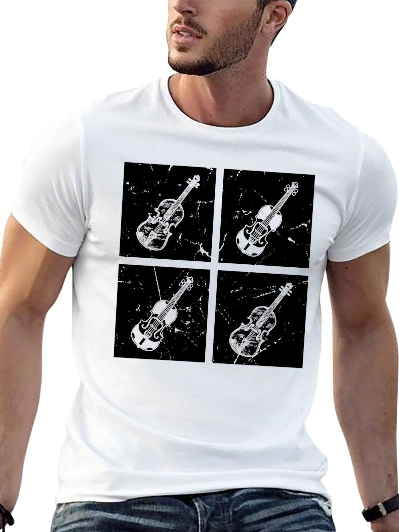 Musicians Violin Graphic T-Shirt - Black