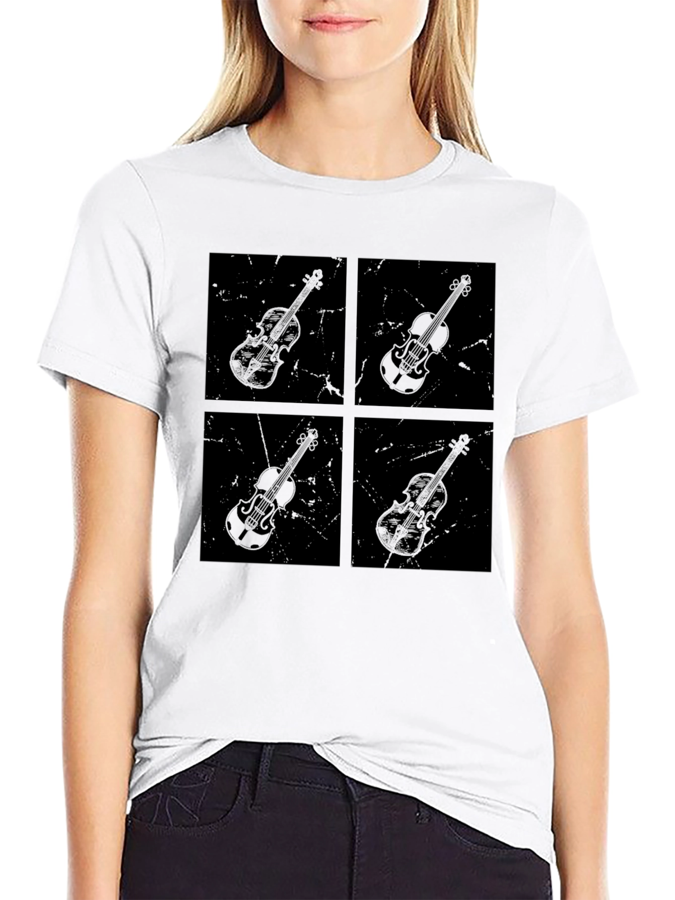 Musicians Violin Graphic T-Shirt - Black