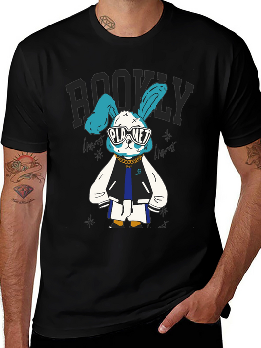 Cool Bunny Graphic Tee - Black Cotton T-Shirt