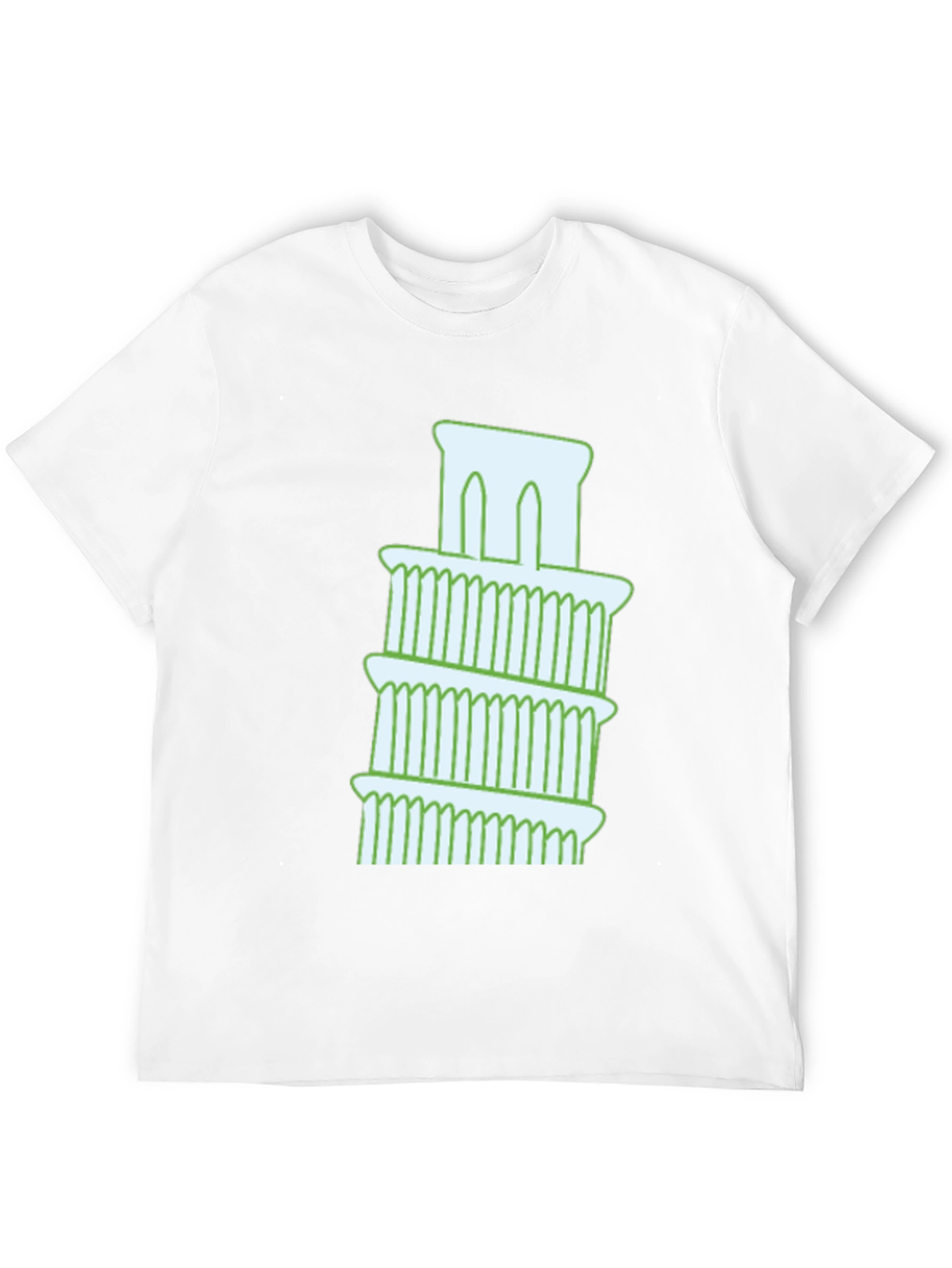 Leaning Tower Graphic Tee - Black Cotton T-Shirt