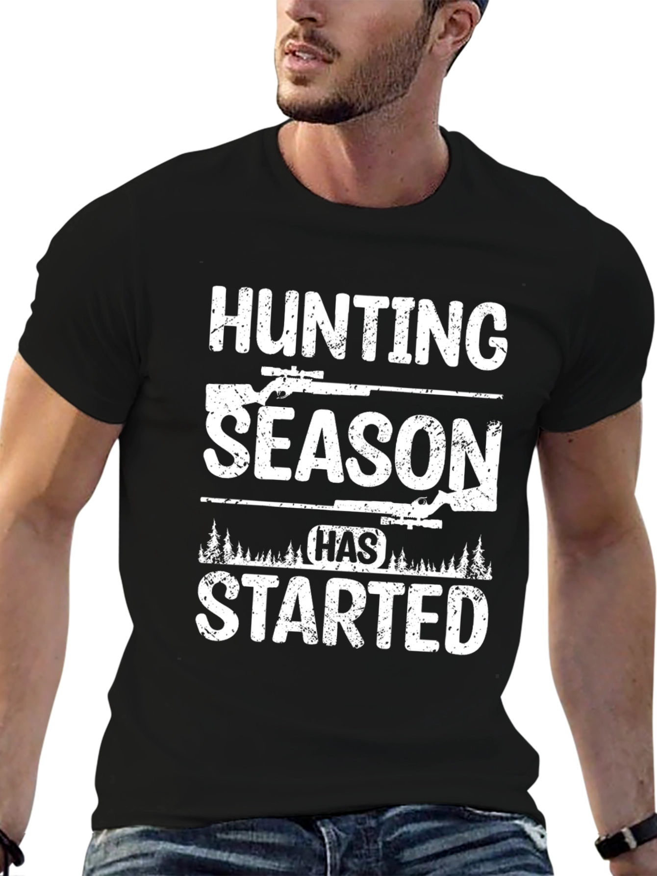 Hunting Season Started Black Graphic T-Shirt