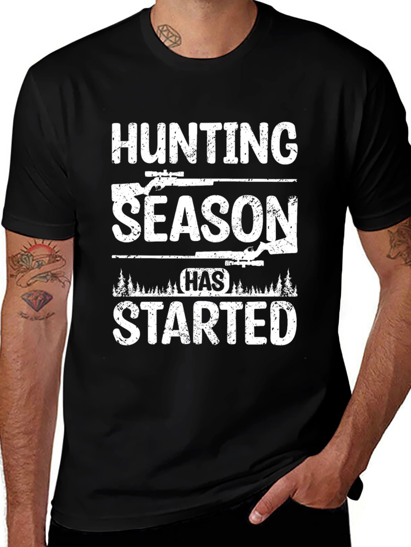 Hunting Season Started Black Graphic T-Shirt