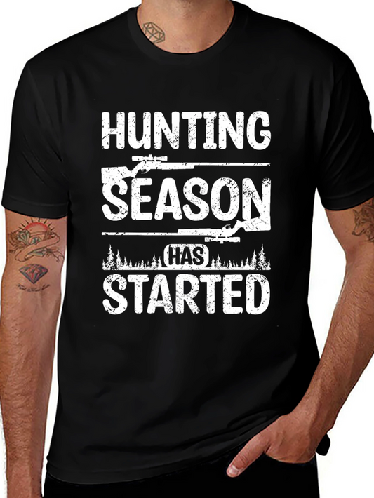 Hunting Season Started Black Graphic T-Shirt