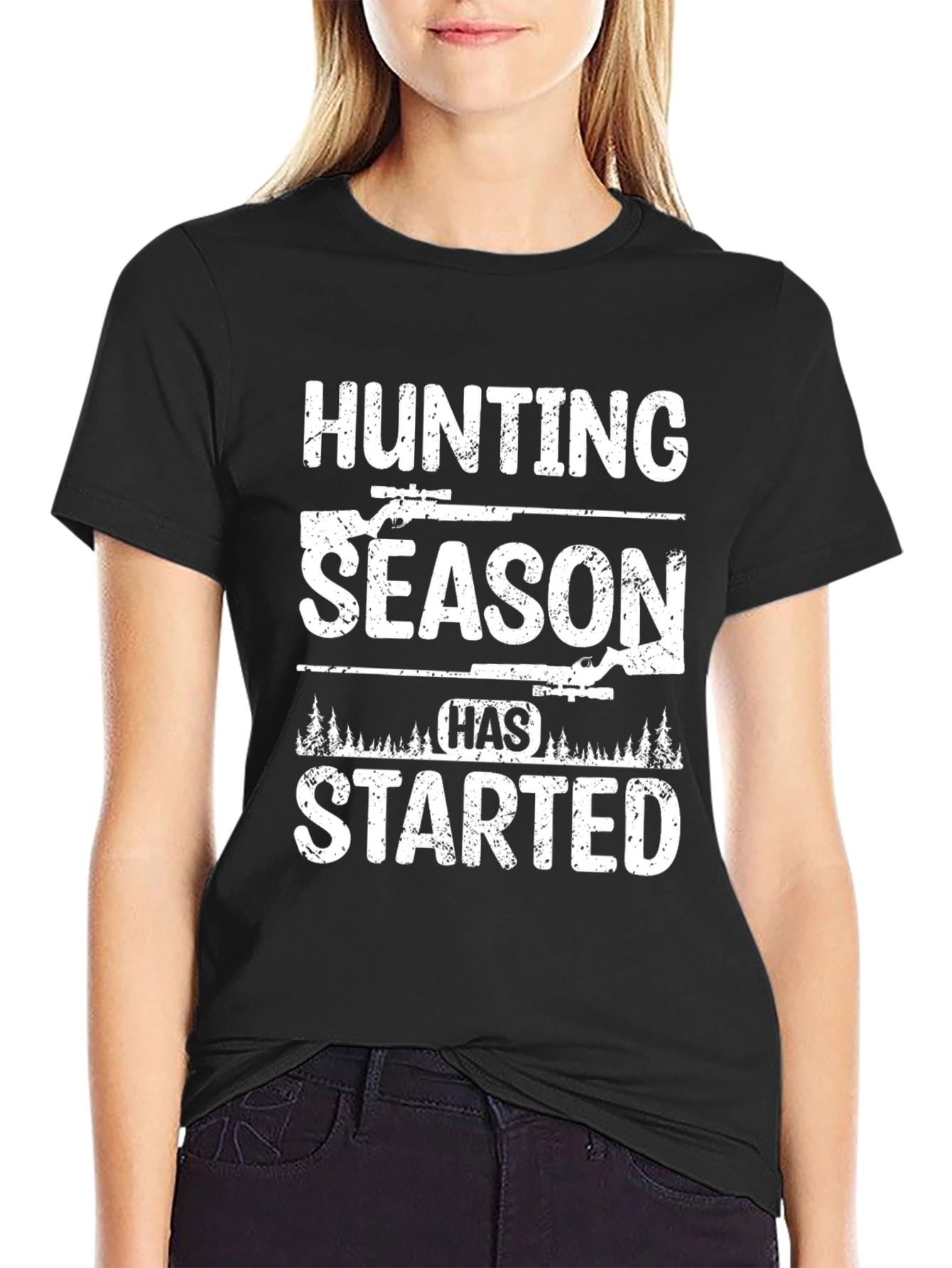 Hunting Season Started Black Graphic T-Shirt