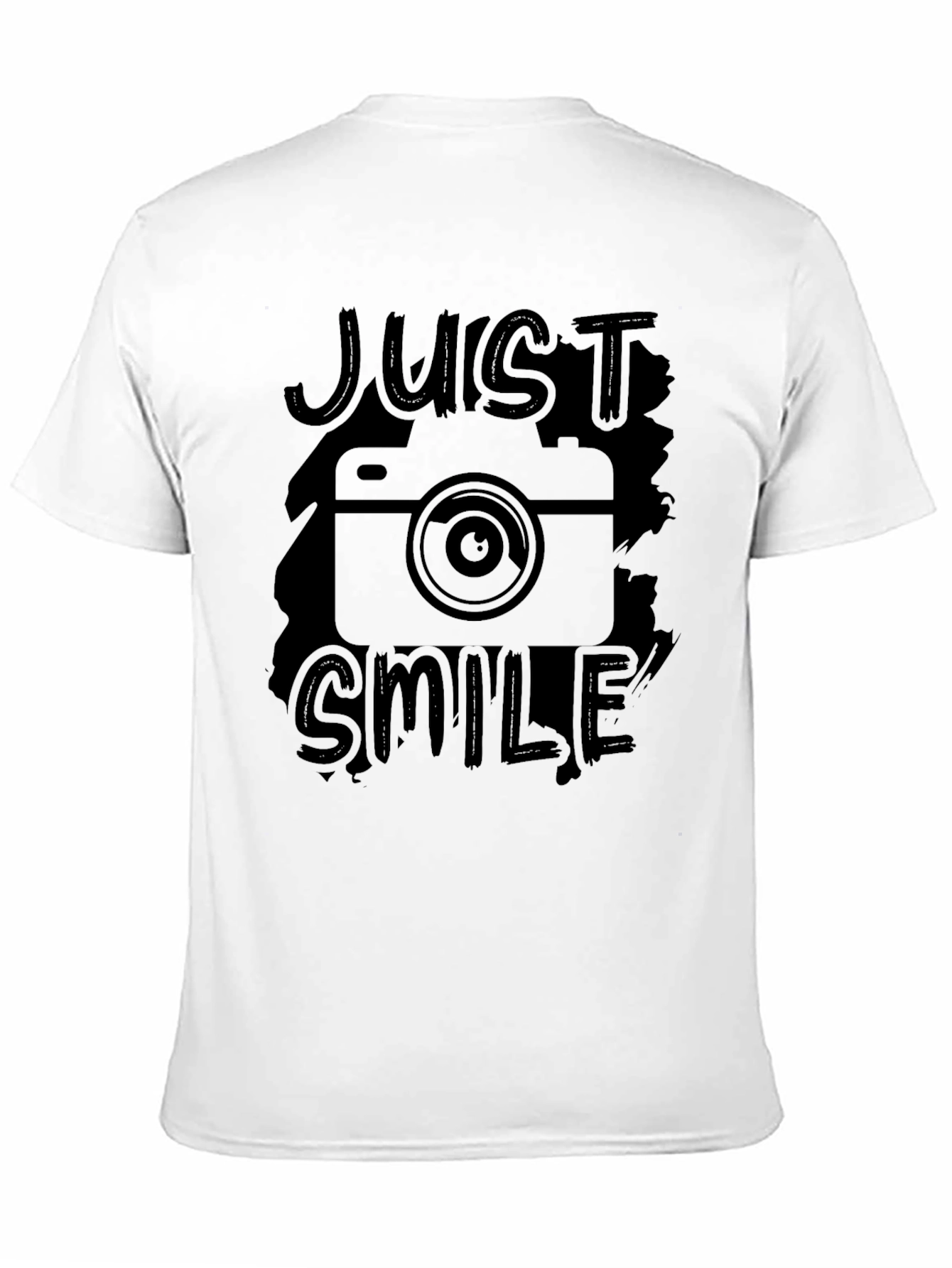 Just Smile Camera Graphic Print Black T-Shirt