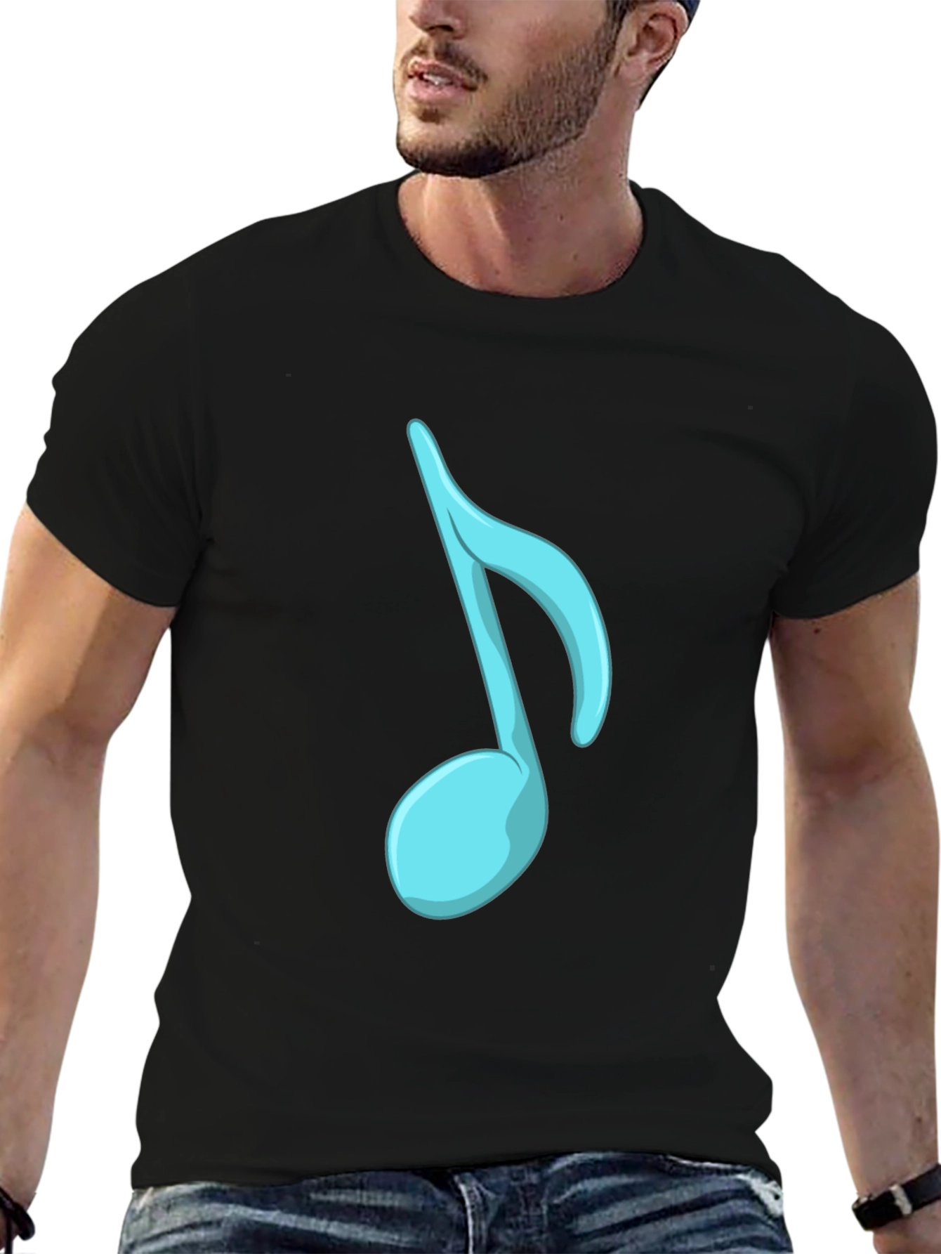 Musical Note Graphic Tee - Stylish Black T-Shirt
